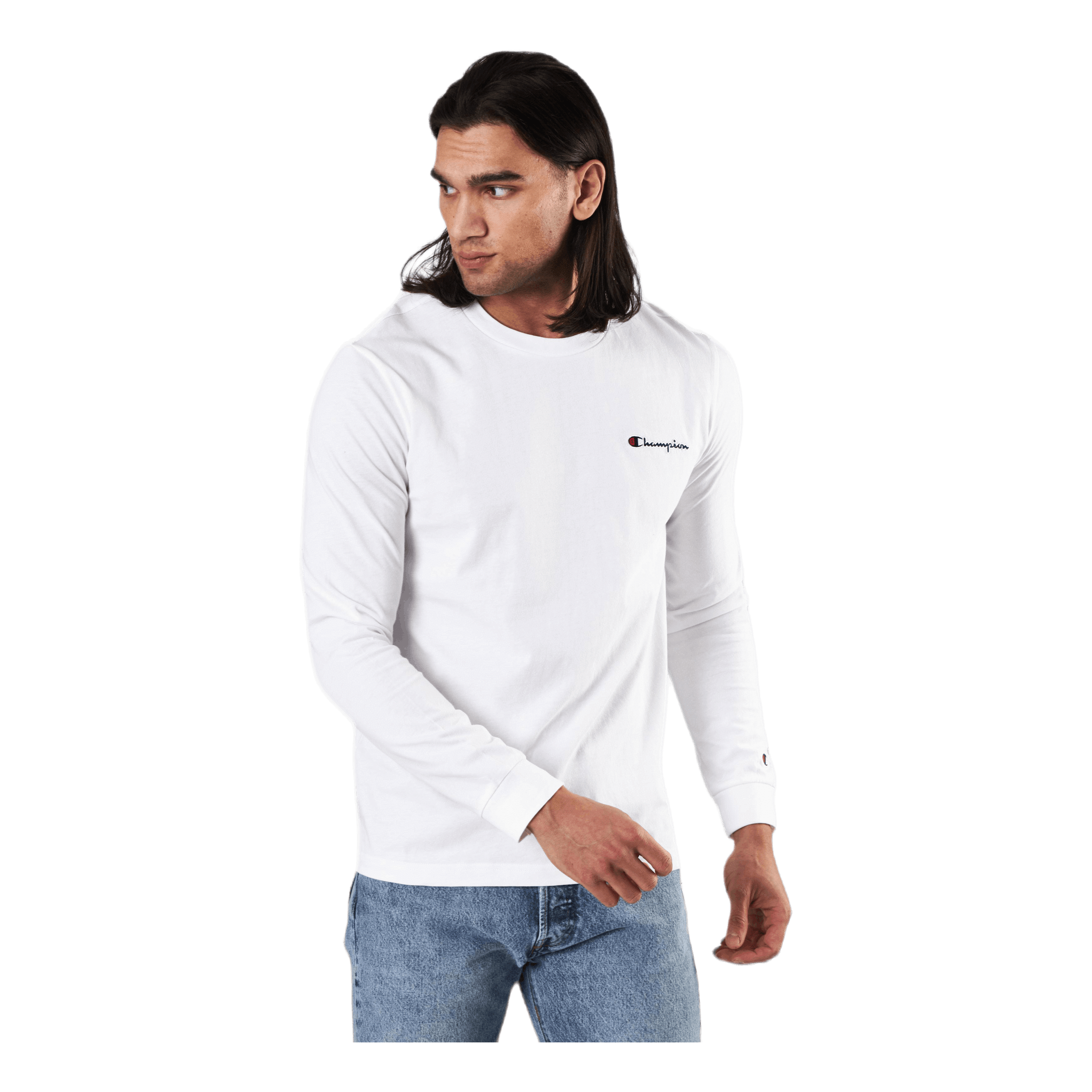 Champion Crewneck Long Sleeve T - shirt Wht