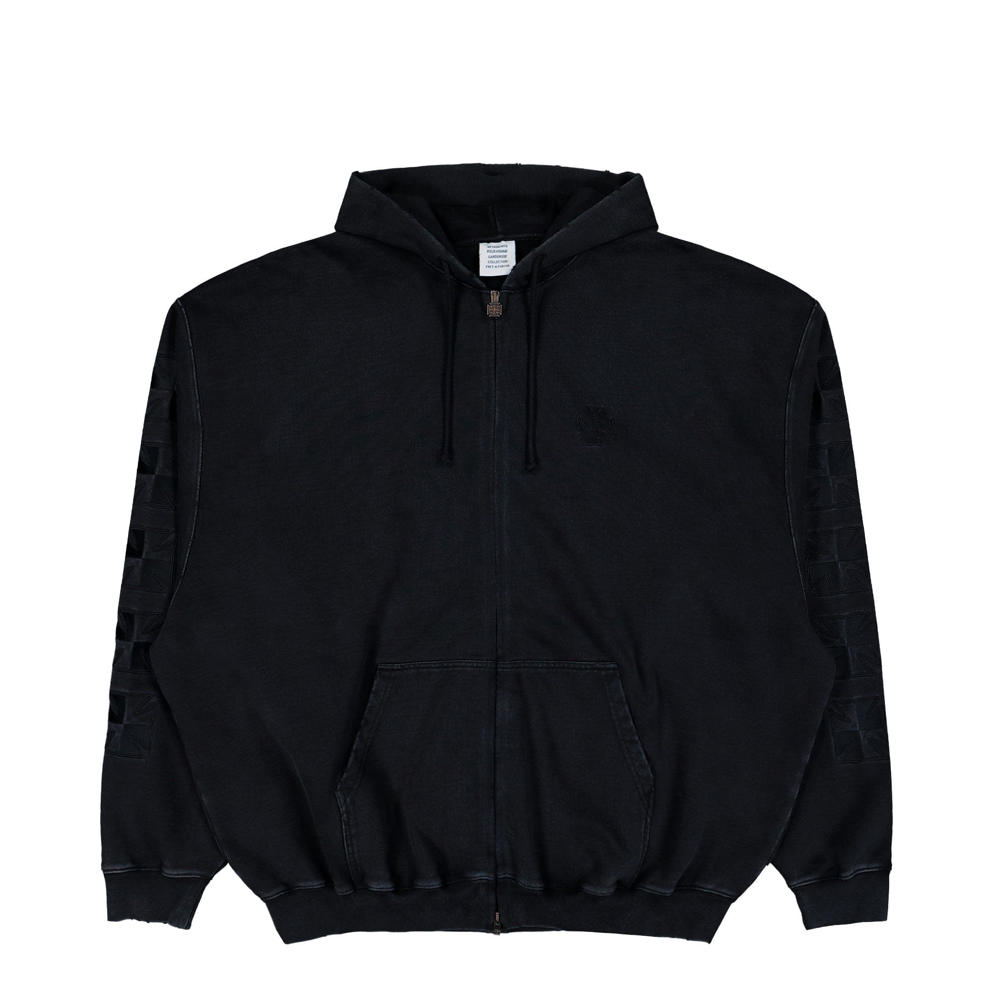 Vetements Embroidered Biker Cross Sleeves Zip - Up Hoodie