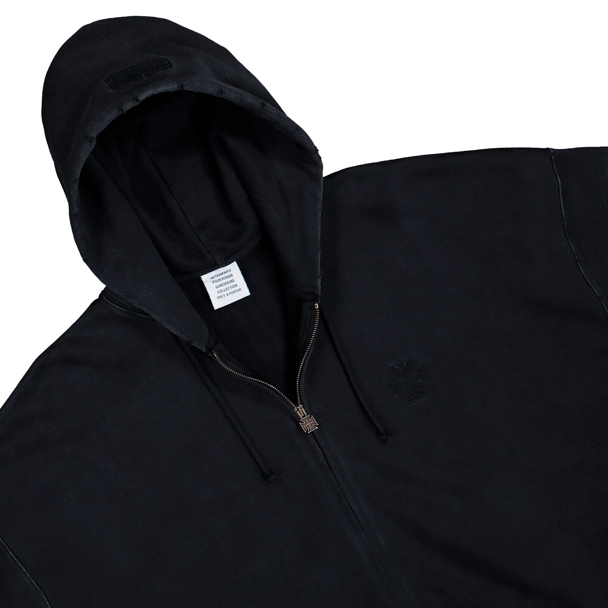Vetements Embroidered Biker Cross Sleeves Zip - Up Hoodie