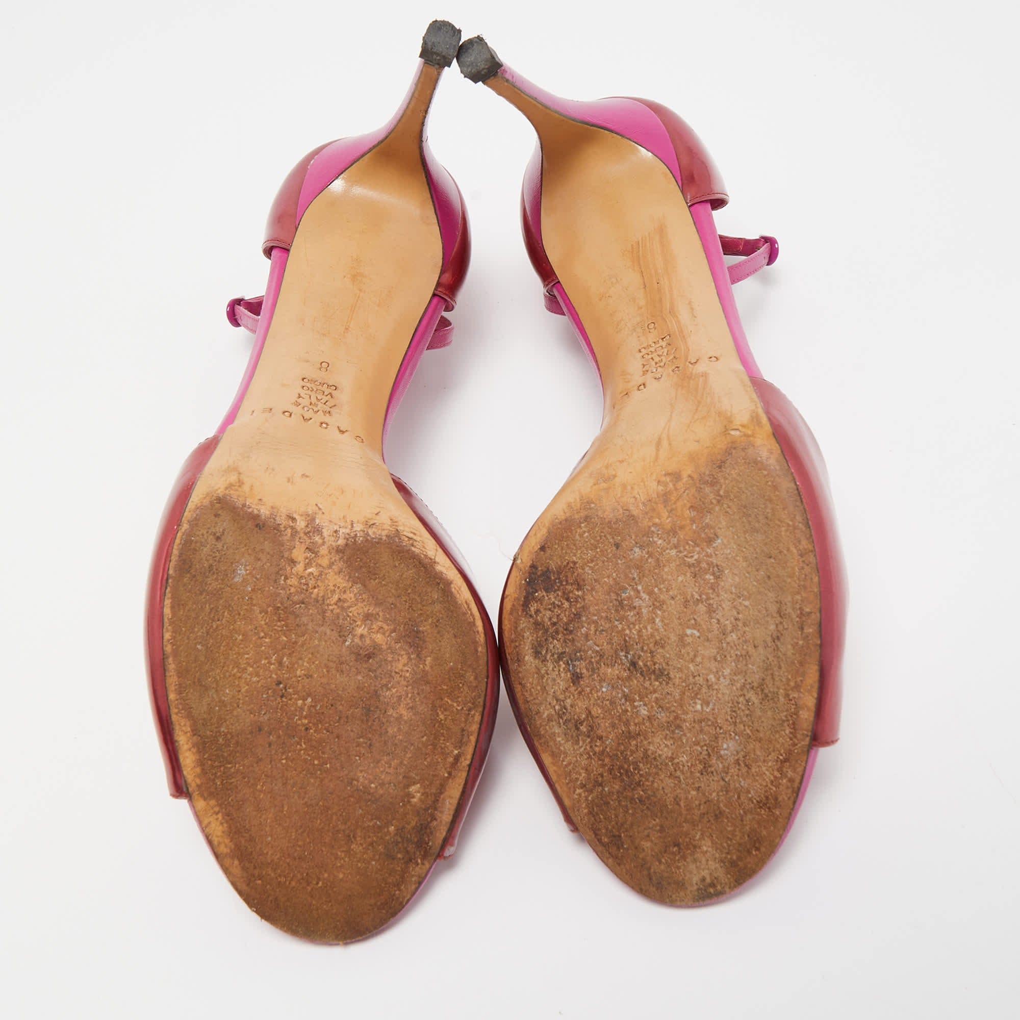Casadei Pink Leather Candylux Ankle Strap Sandals