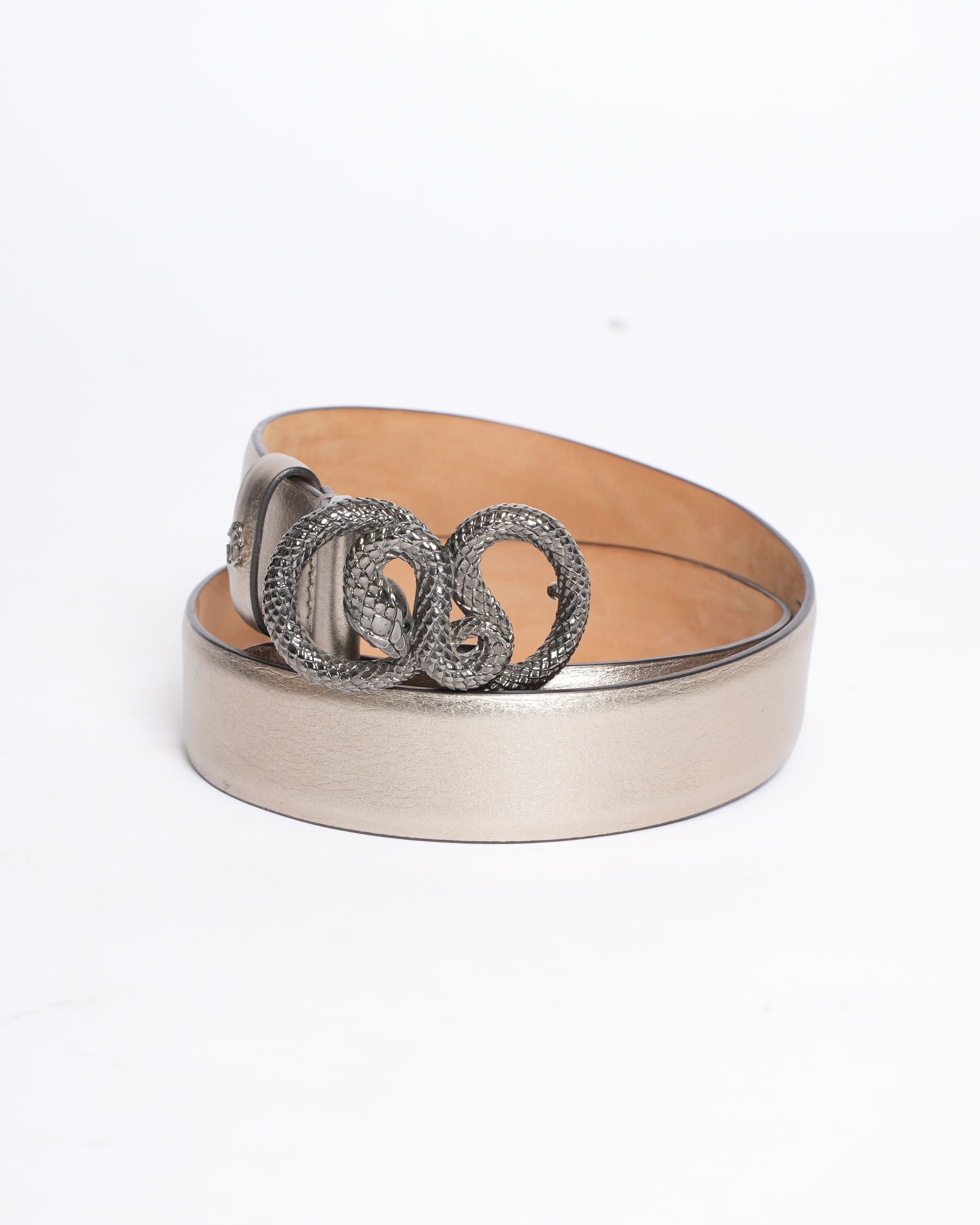 Roberto Cavalli Metallic Snake Buckle Belt