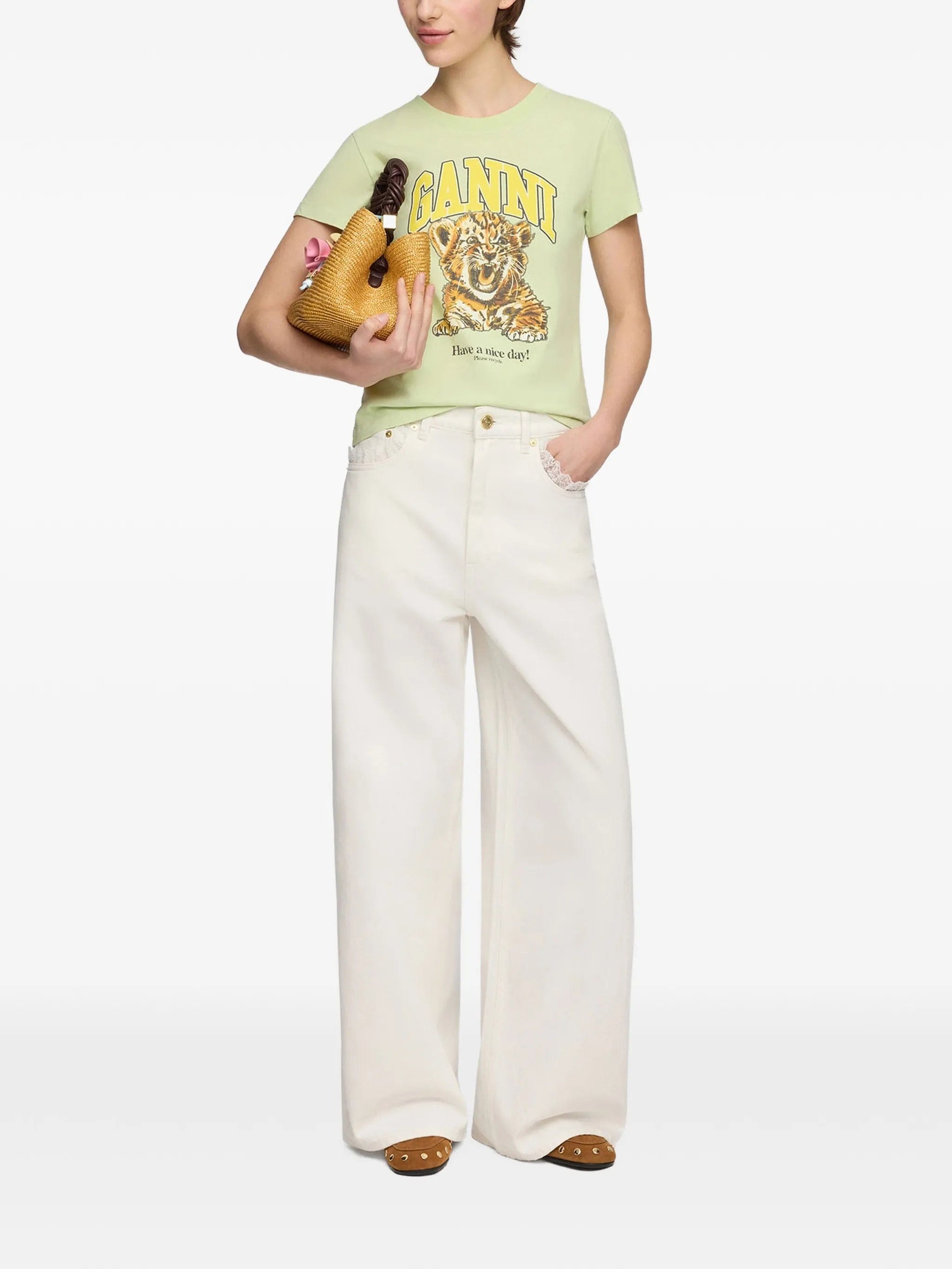 GANNI tiger - print T - shirt