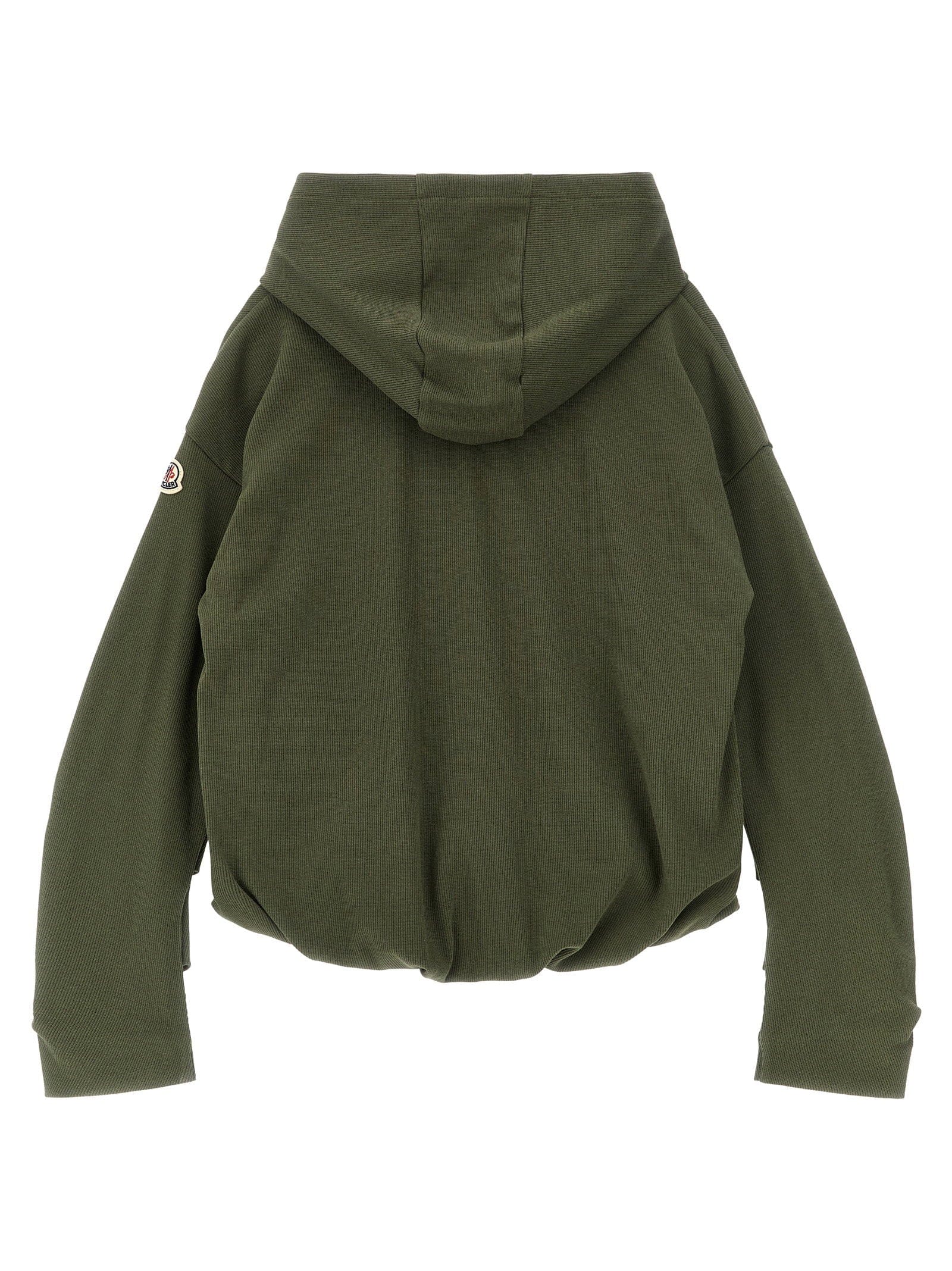 Moncler Enfant Ribbed Cotton Hoodie — Olive