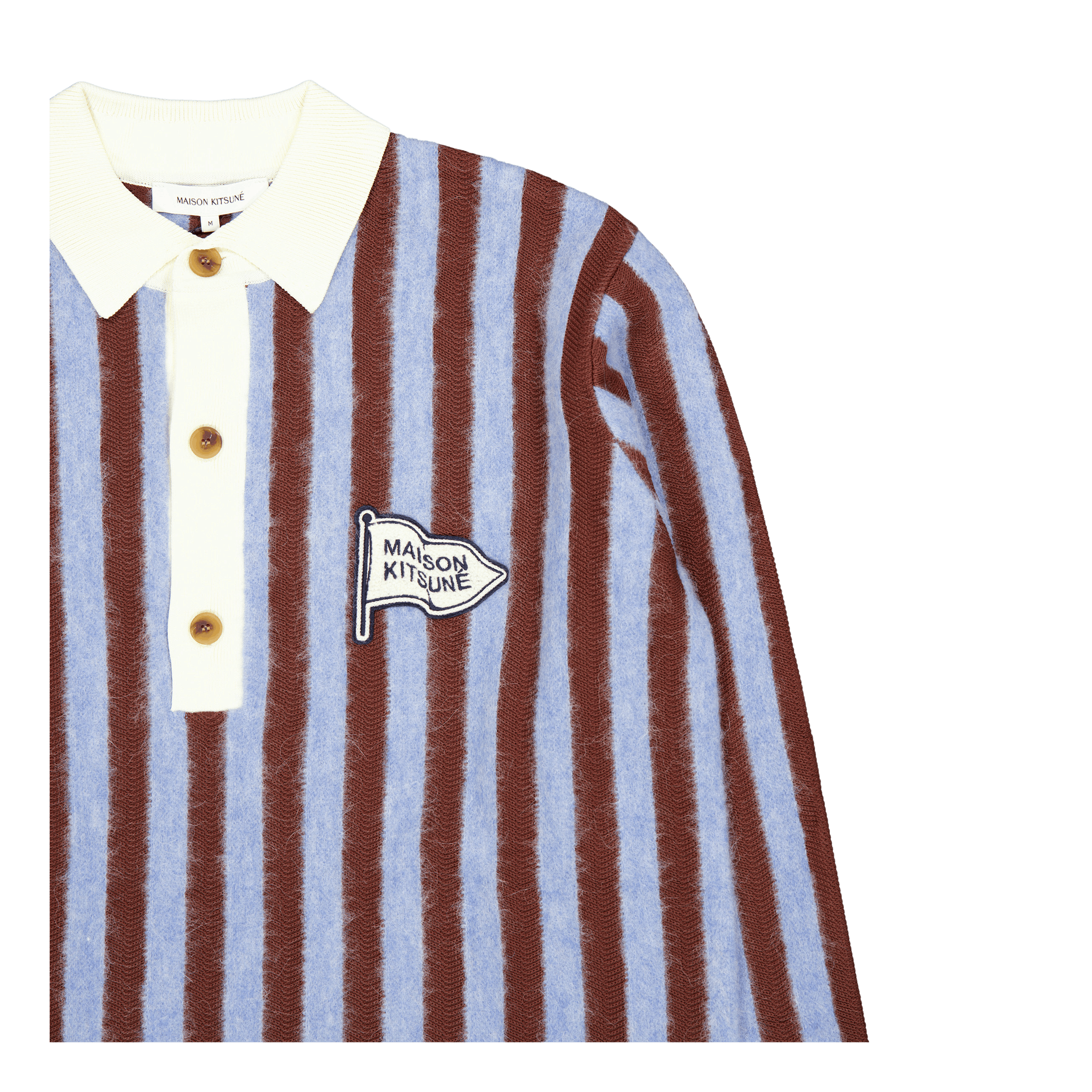 Maison Kitsuné Striped Comfort Polo Sky Blue/hazelnut