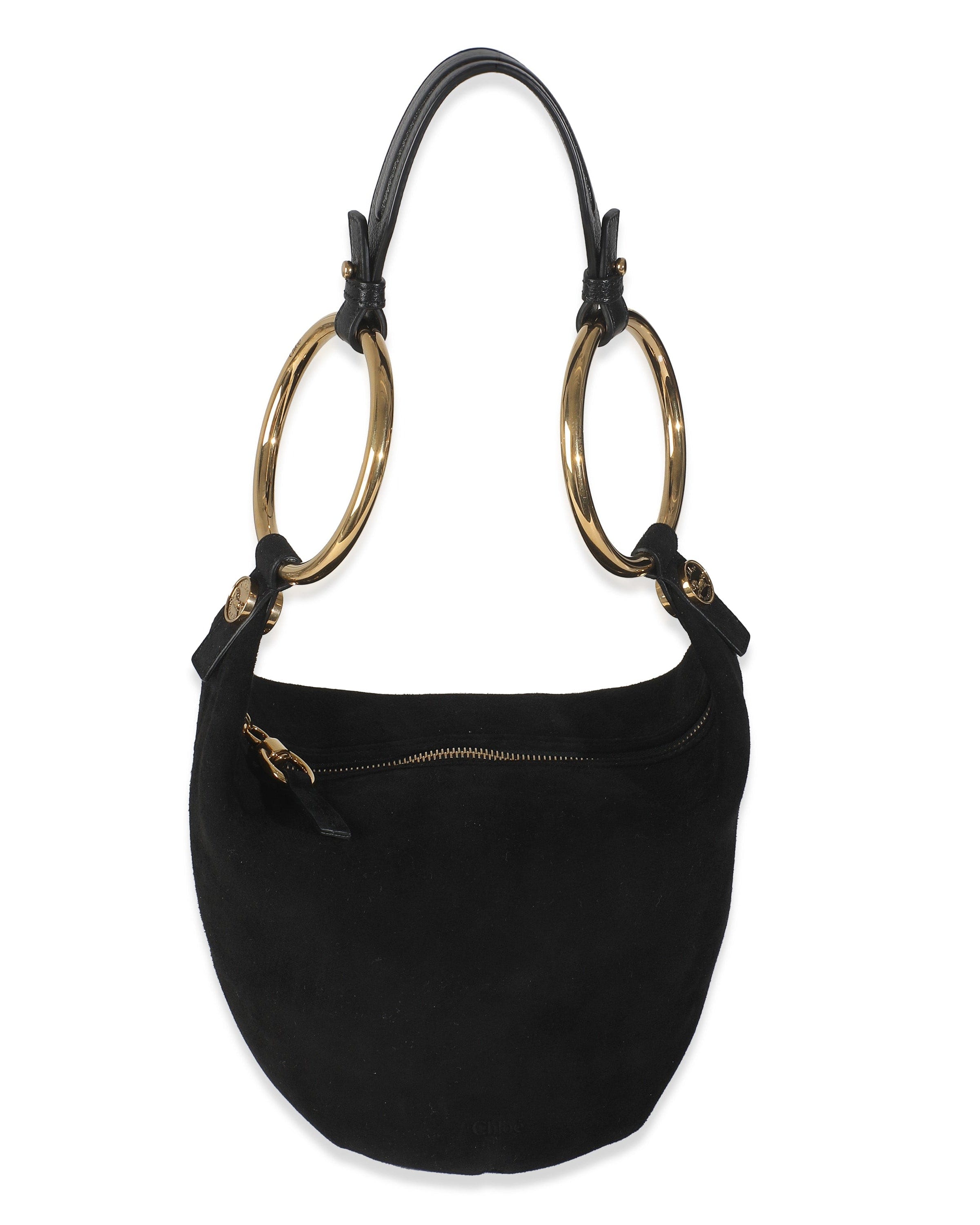 Chloe Black Suede Small Gold Bracelet Bag