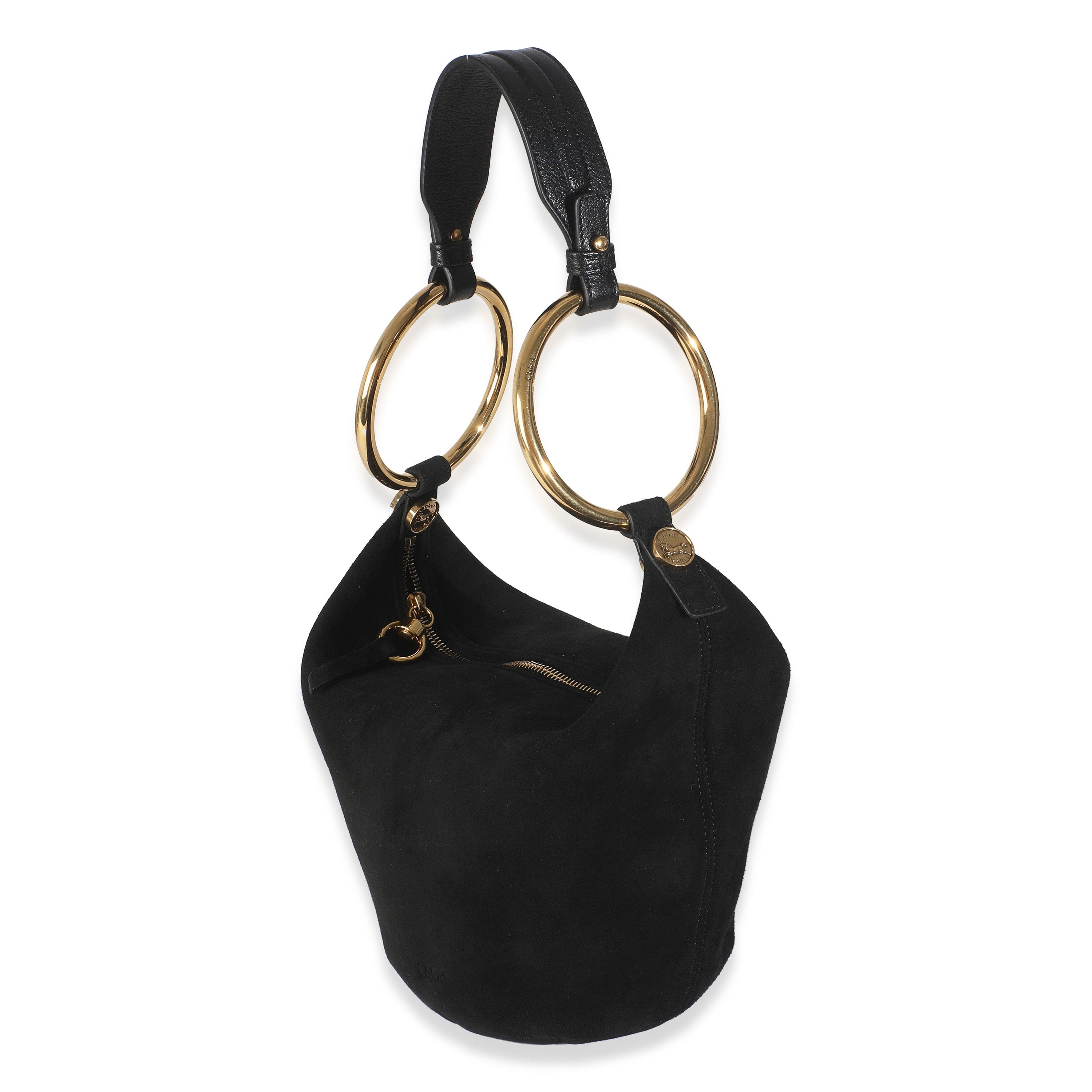 Chloe Black Suede Small Gold Bracelet Bag