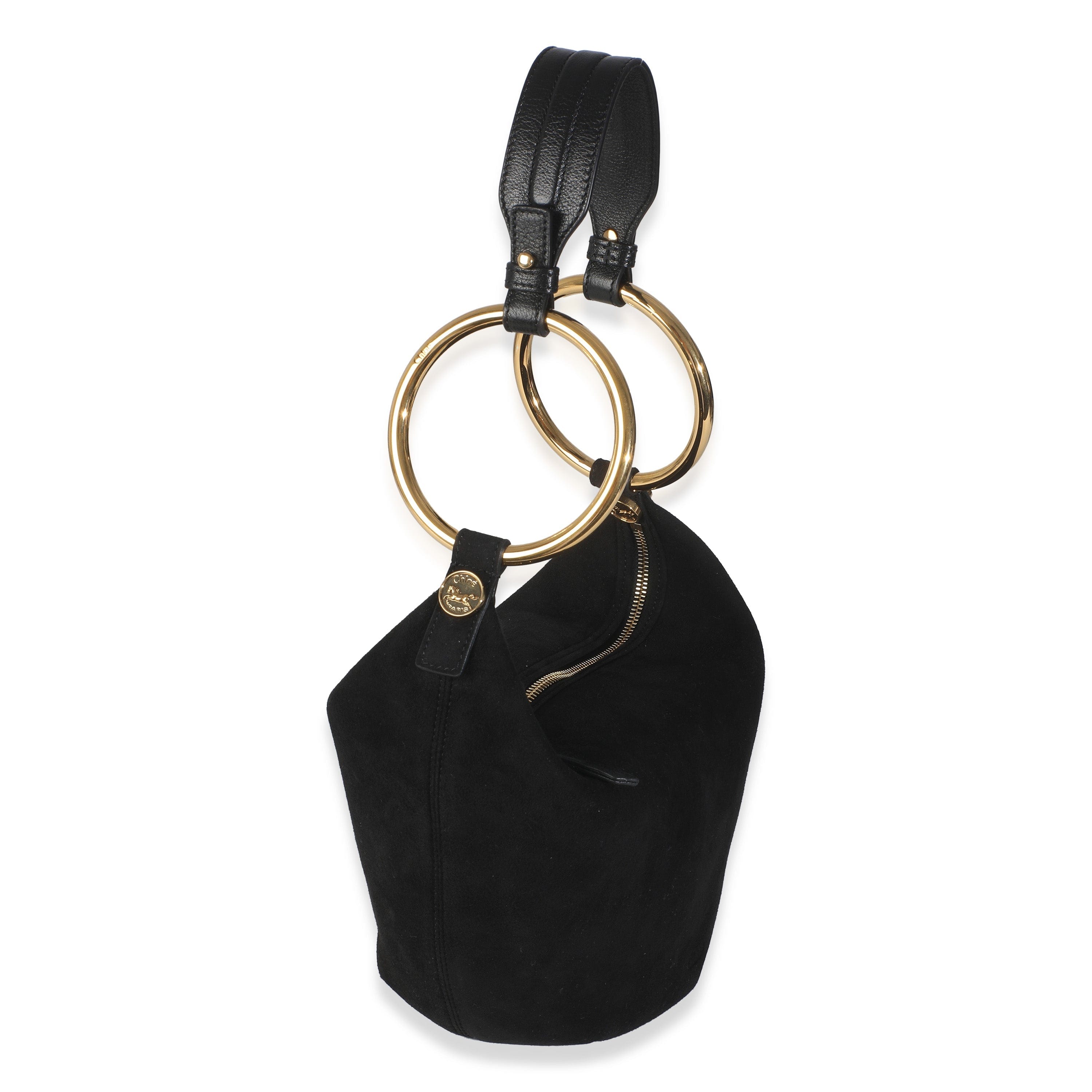 Chloe Black Suede Small Gold Bracelet Bag