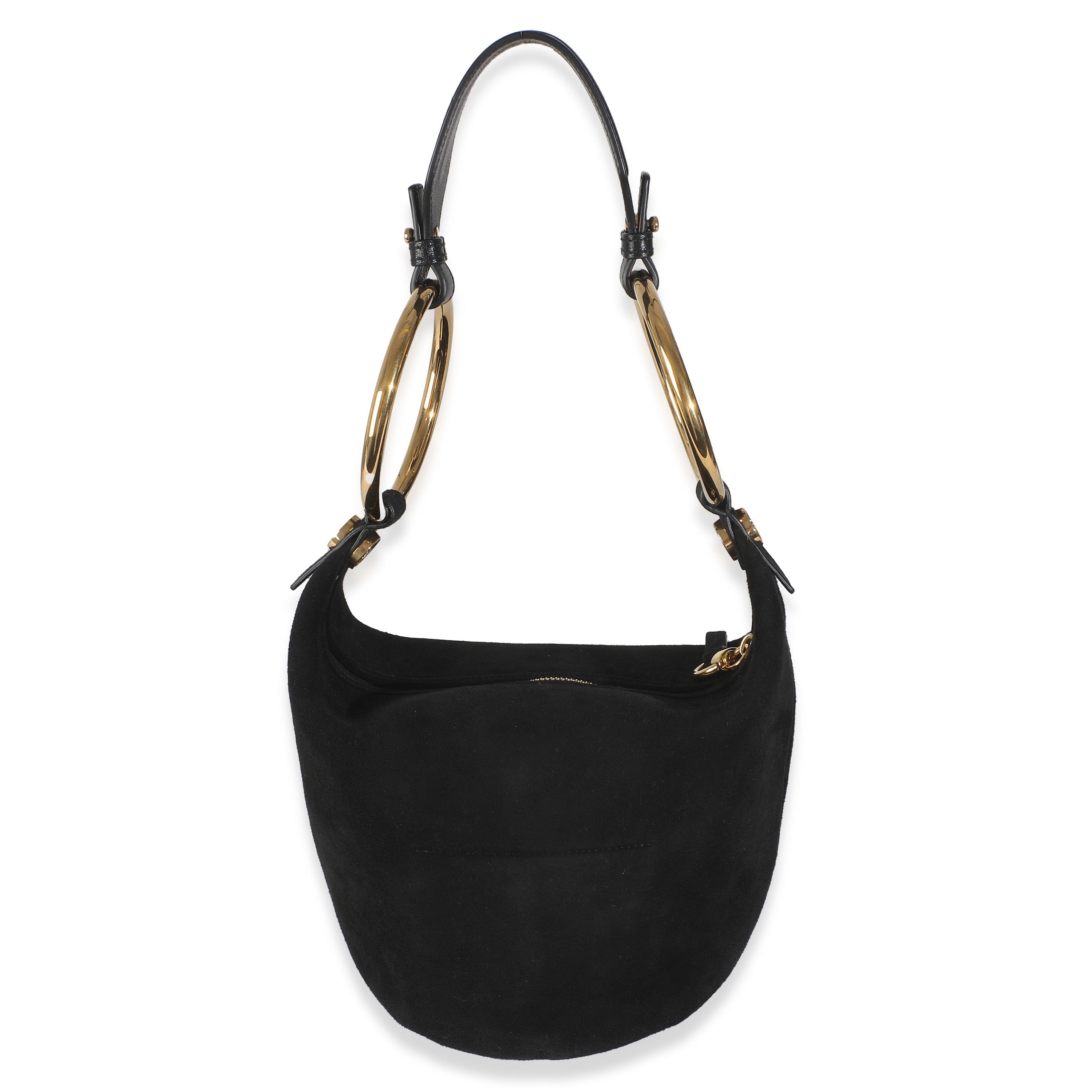 Chloe Black Suede Small Gold Bracelet Bag