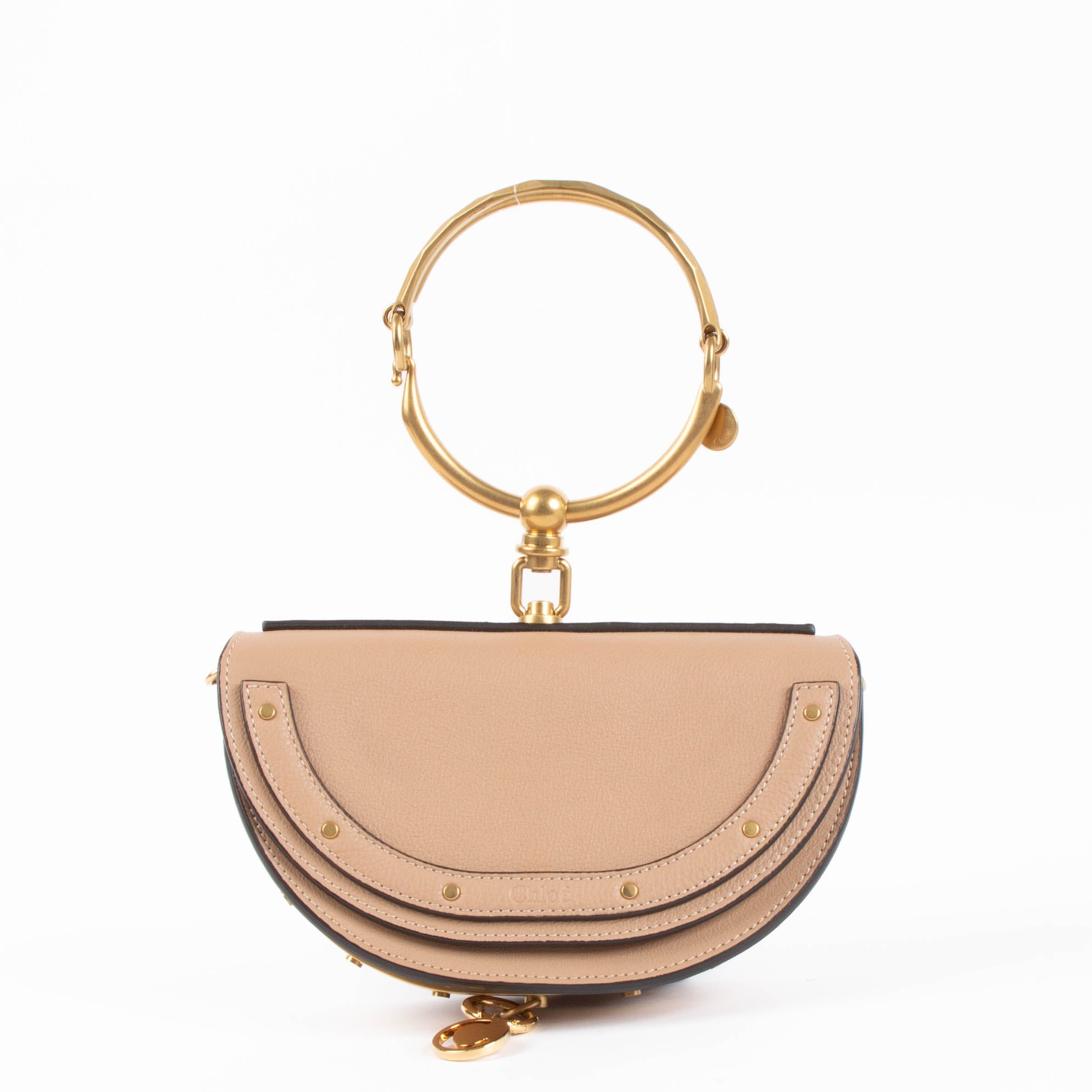 Chloé Beige Leather Nile Minaudière Bracelet Bag