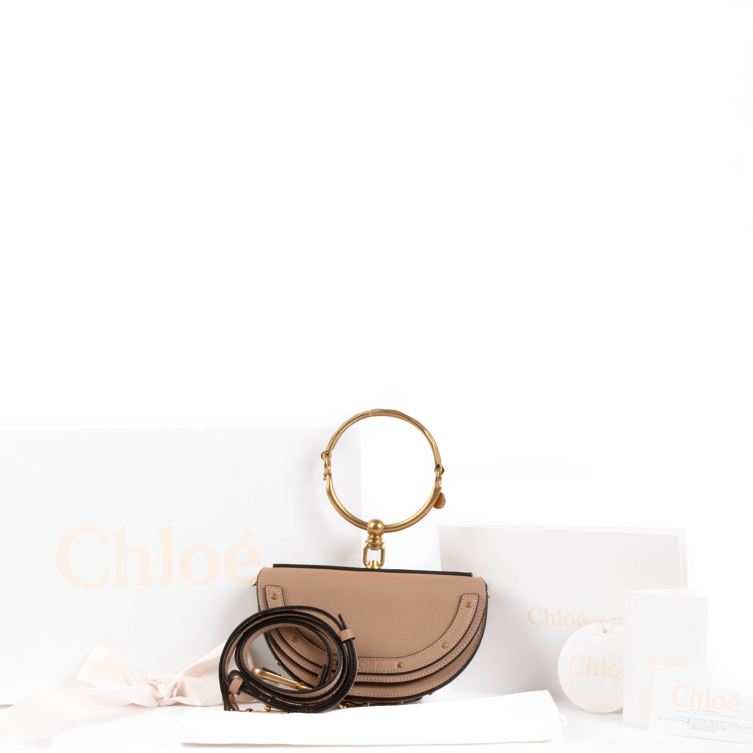 Chloé Beige Leather Nile Minaudière Bracelet Bag