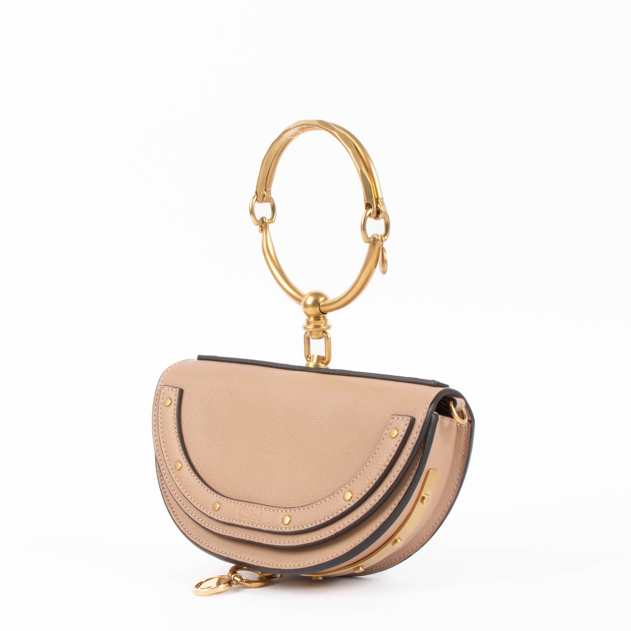 Chloé Beige Leather Nile Minaudière Bracelet Bag