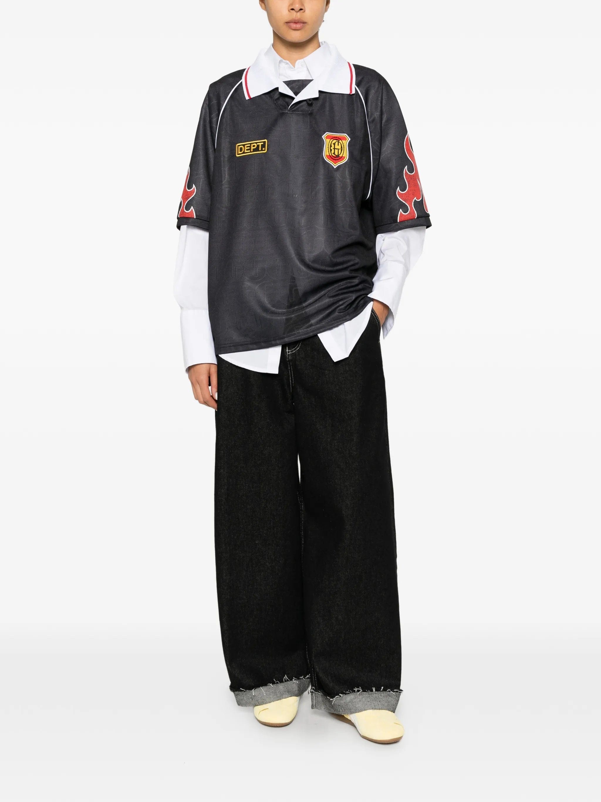 Gallery DEPT. Japan Football flame - print polo shirt