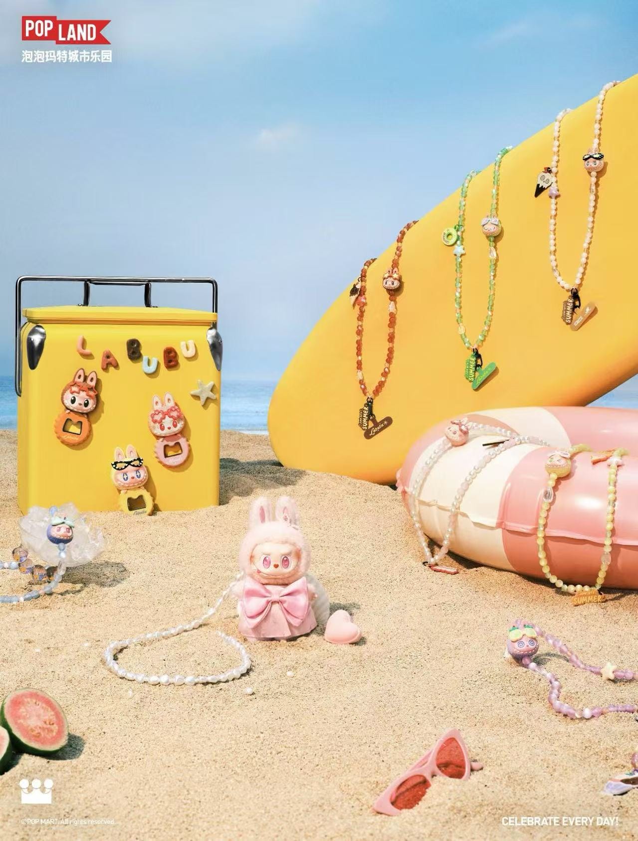 the monsters Labubu The Monsters Mokoko Jumping into Summer Series (Pop Land Exclusive) Vinyl Plush Pendant