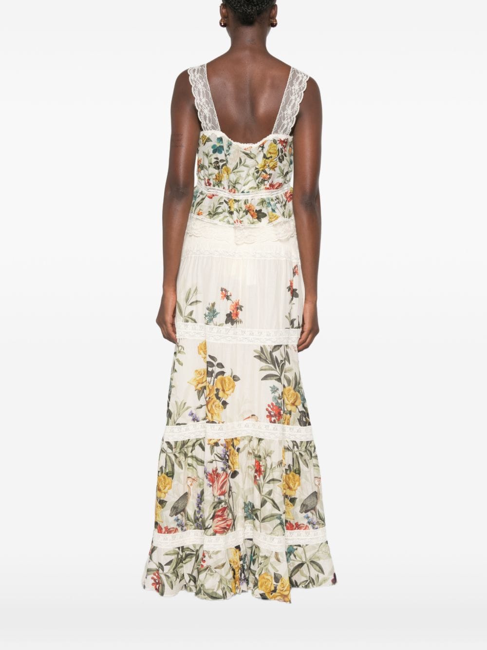 Alice + Olivia Floral Print Lace Top — White