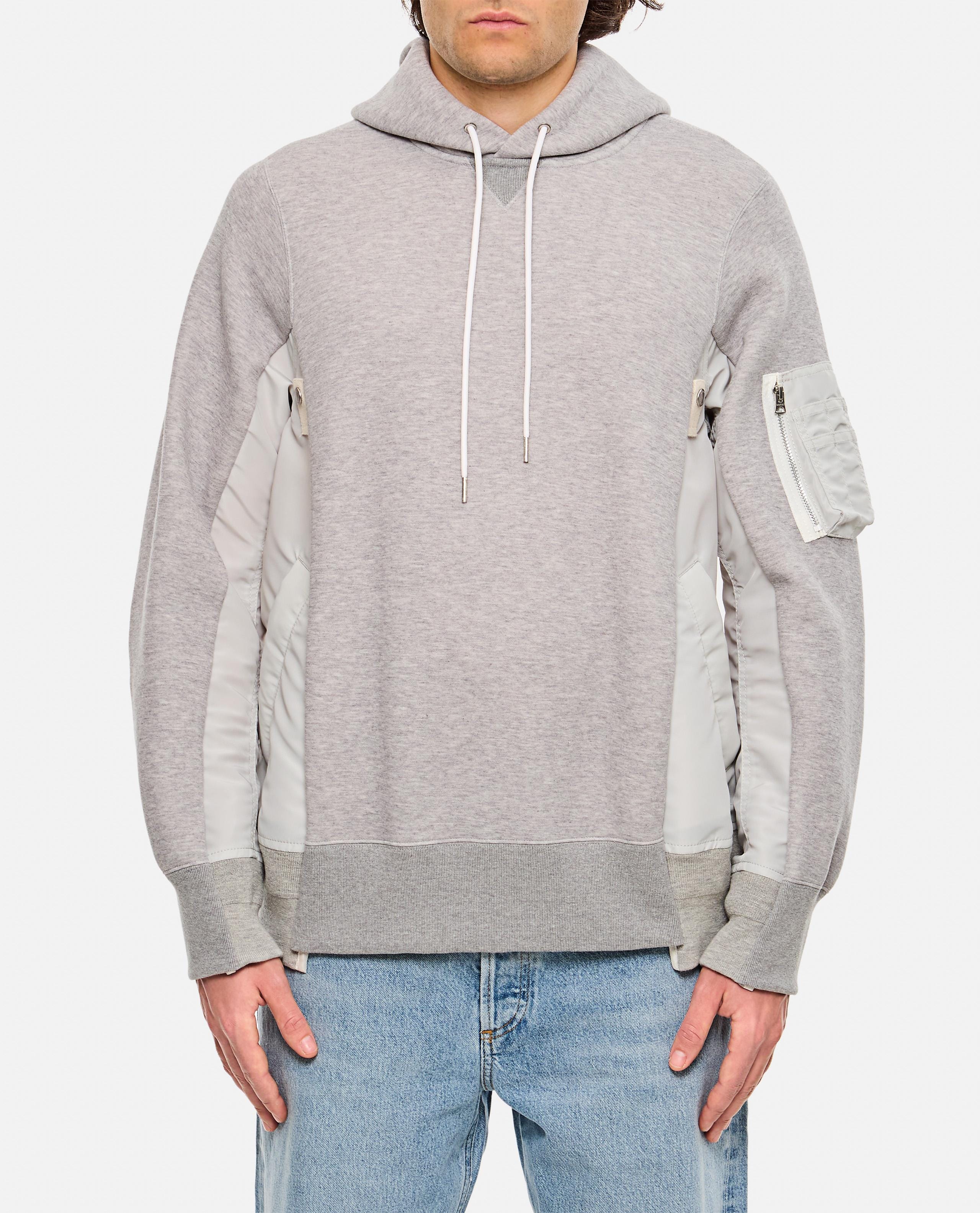 Sacai FELPA IN SPUGNA CON CAPPUCCIO IN TWILL E NYLON