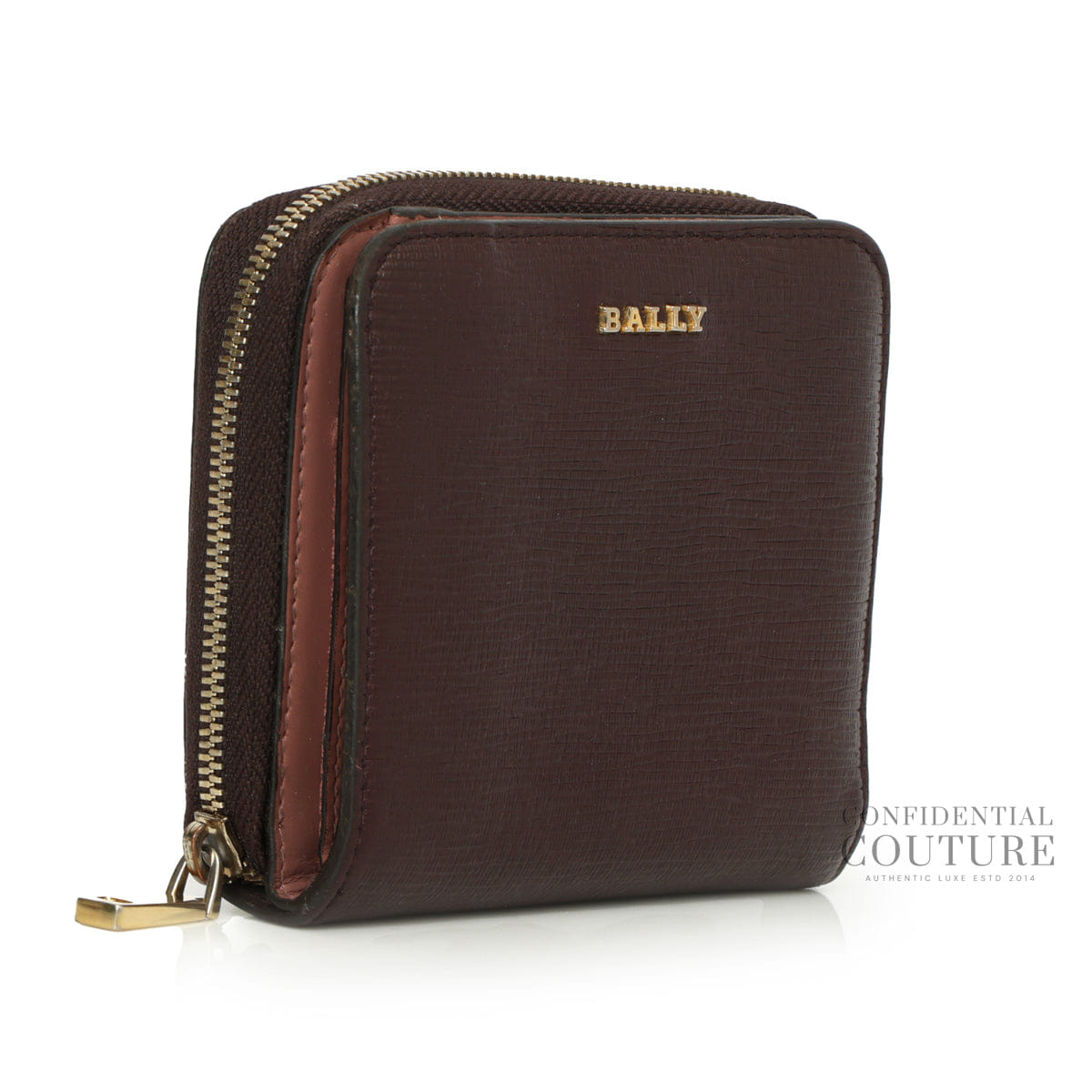 Bally Dark Plum Leather Compact Wallet
