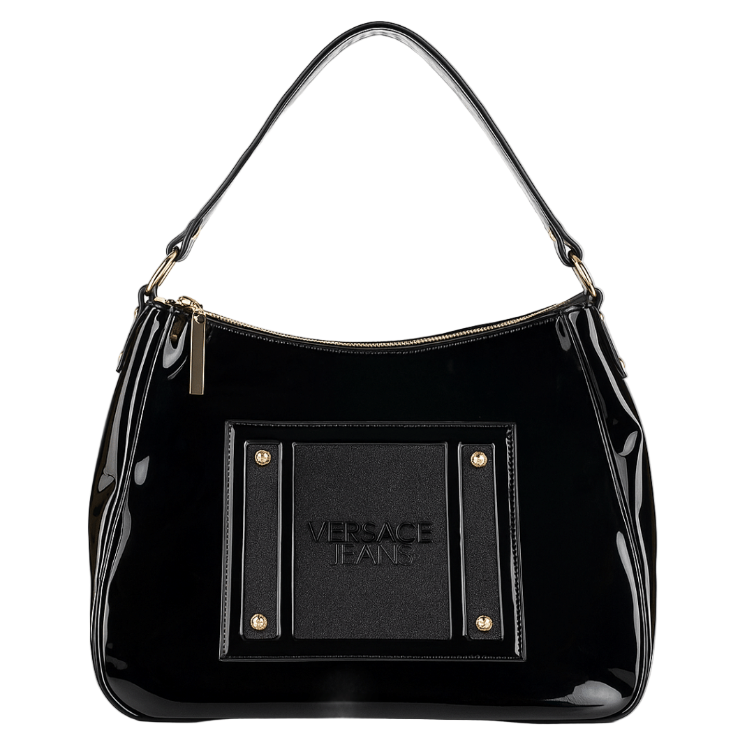 Elite Hours Black Patent Shoulder Bag