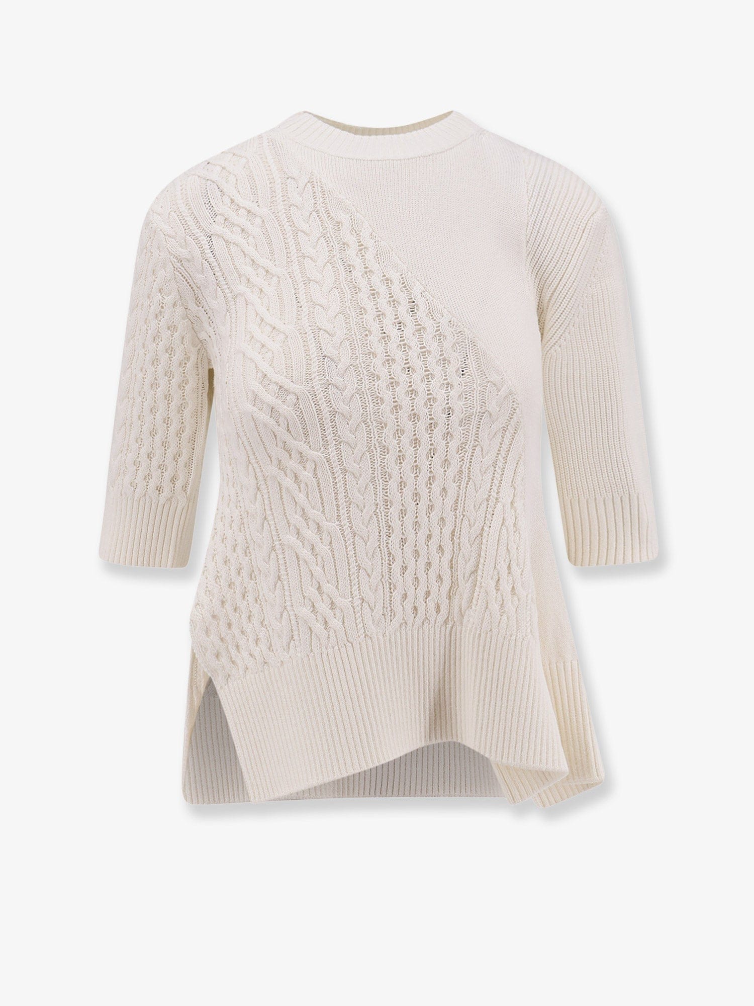 SACAI Asymmetrical cotton blend sweater