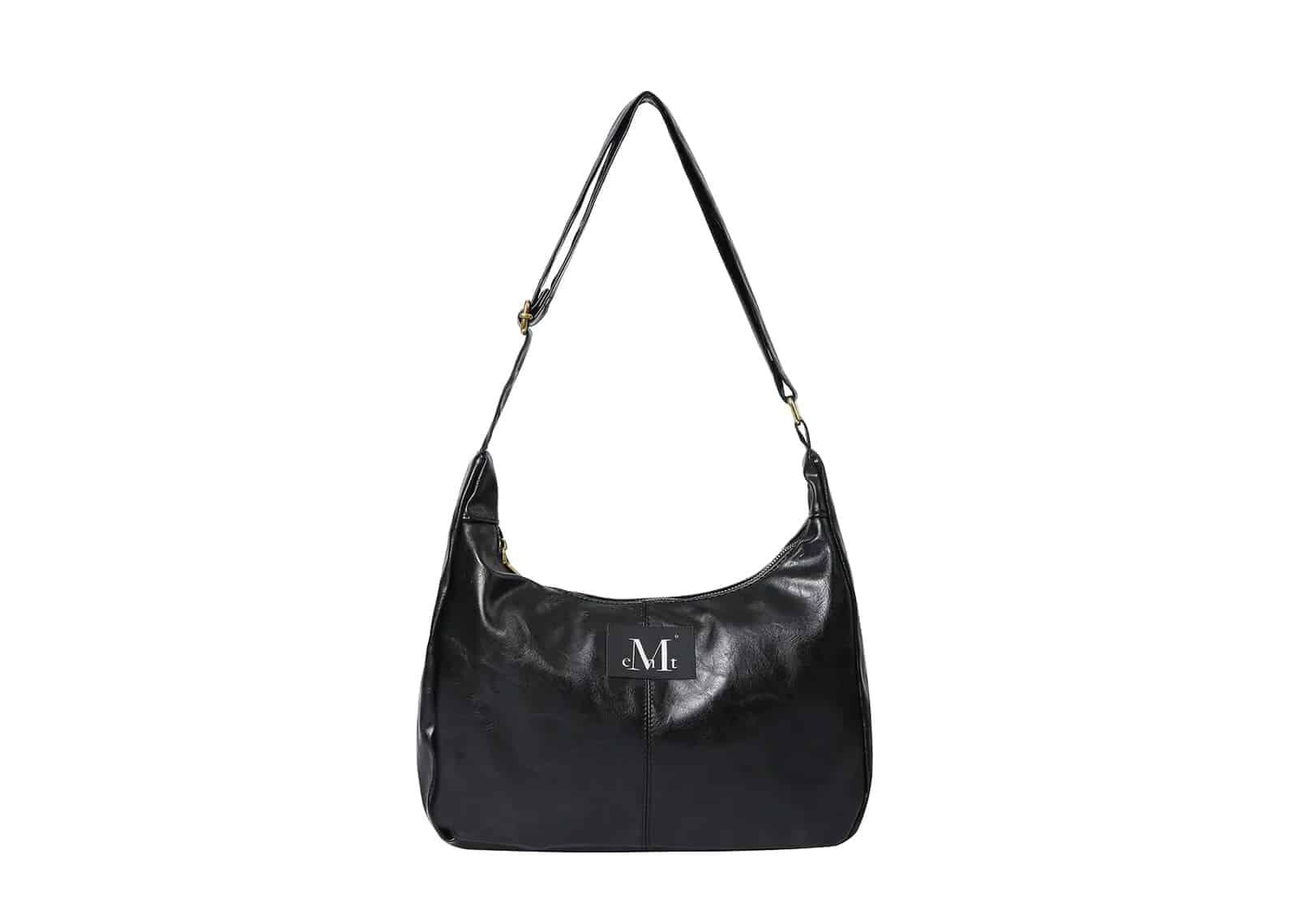 Mucent Merin Gold Line Leather Shoulder Bag Black