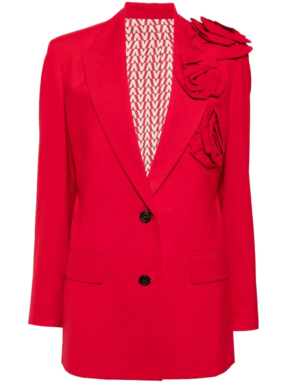 Valentino Garavani Floral Appliqué V - Neck Blazer