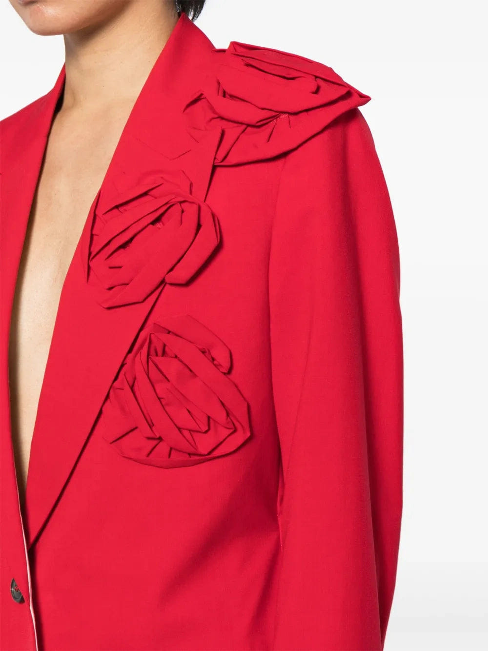 Valentino Garavani Floral Appliqué V - Neck Blazer