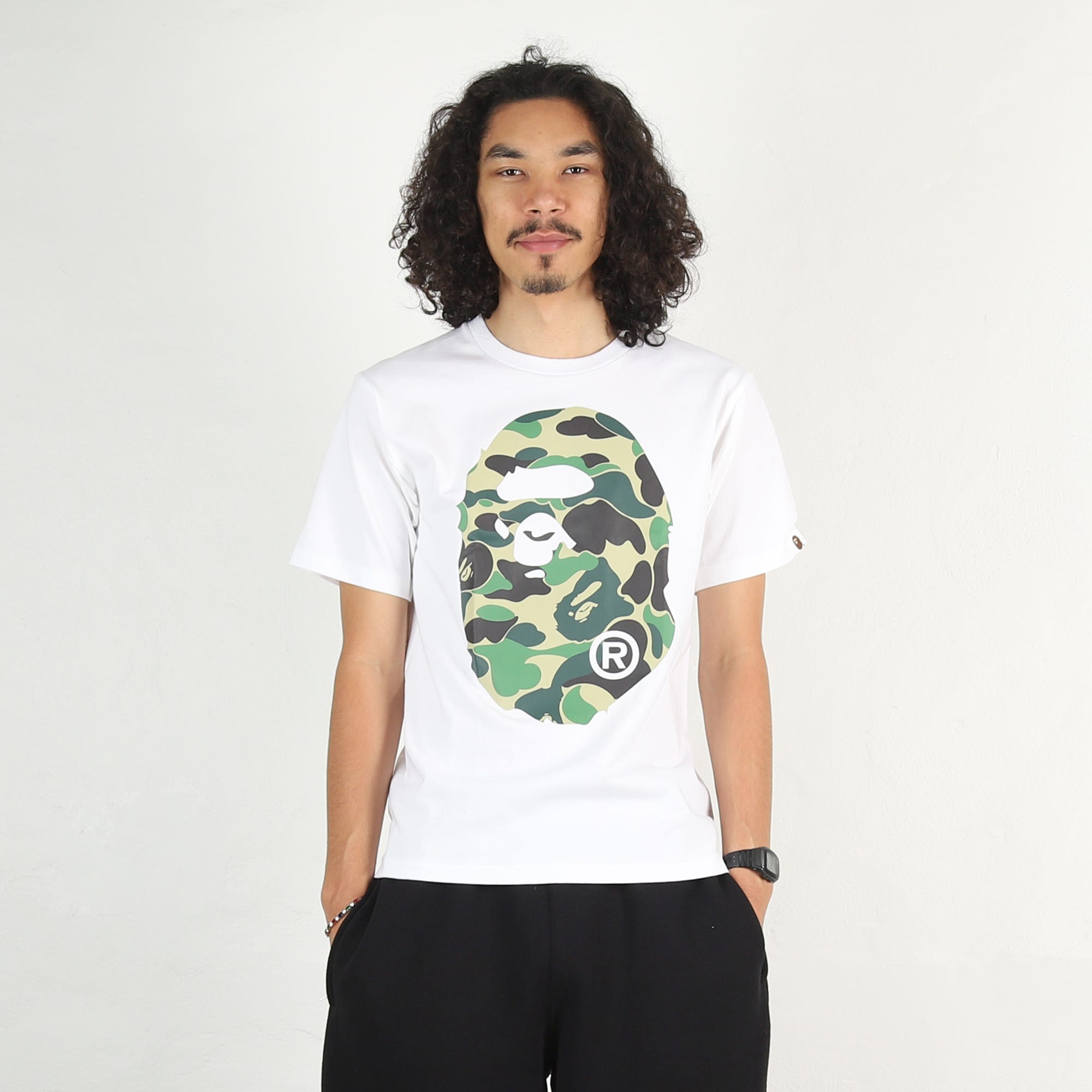 A Bathing Ape ABC Camo Big Ape Head T - Shirt - White/Green
