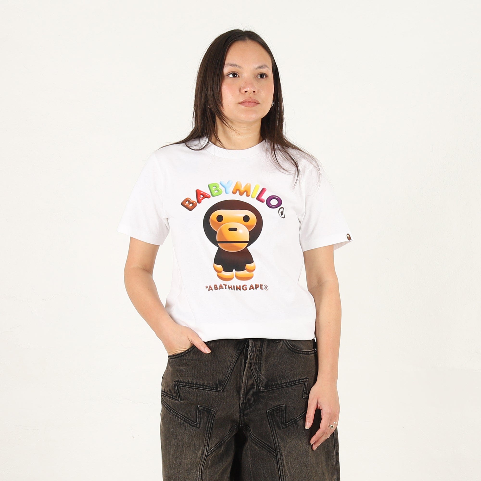 A Bathing Ape W' 3D Baby Milo T - Shirt - White