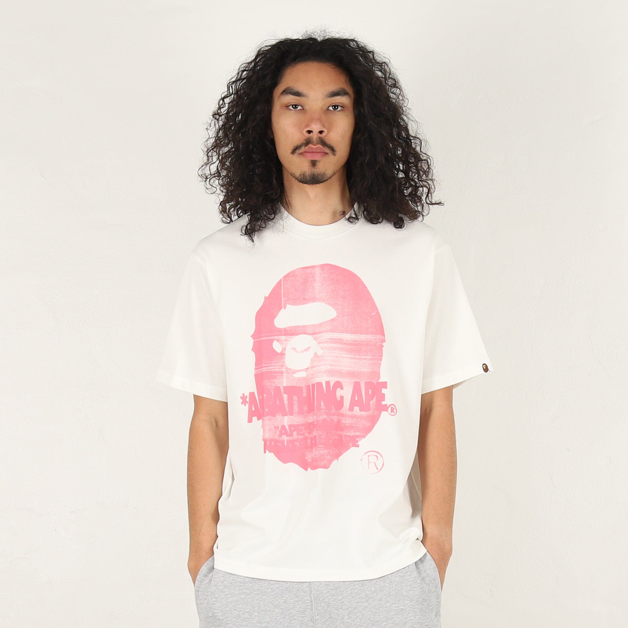 A Bathing Ape Spray Ape Head Relaxed Fit T - Shirt - Ivory