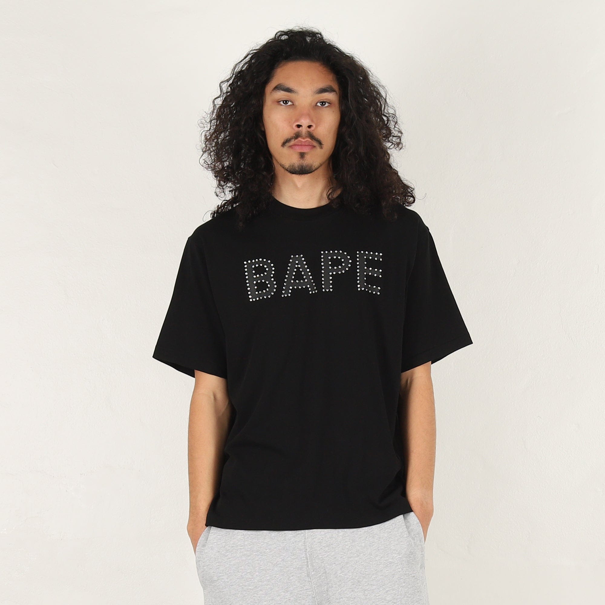 A Bathing Ape Bape Rhinestone Relaxed Fit T - Shirt - Black