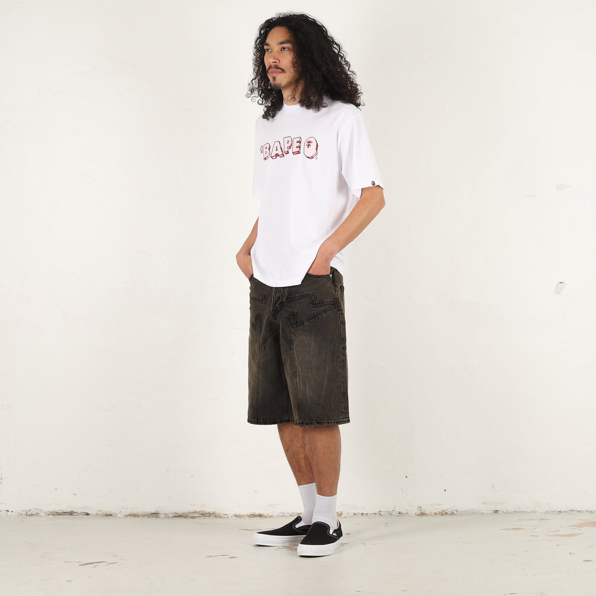 A Bathing Ape ABC Camo Logo Relaxed Fit T - Shirt - White