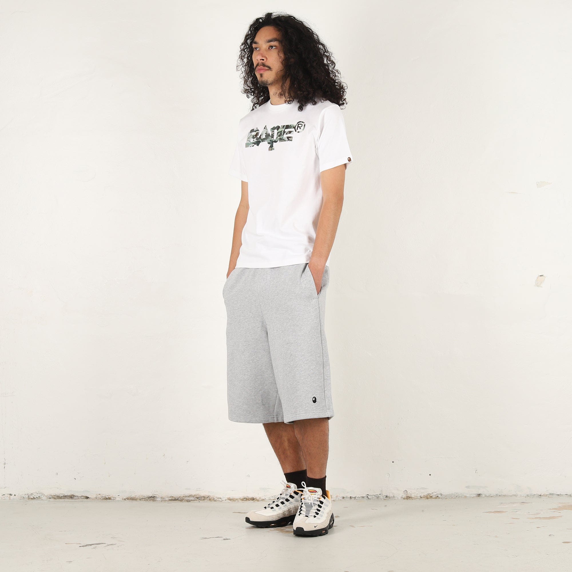 A Bathing Ape Hybrid Camo Mixed Logo T - Shirt - White