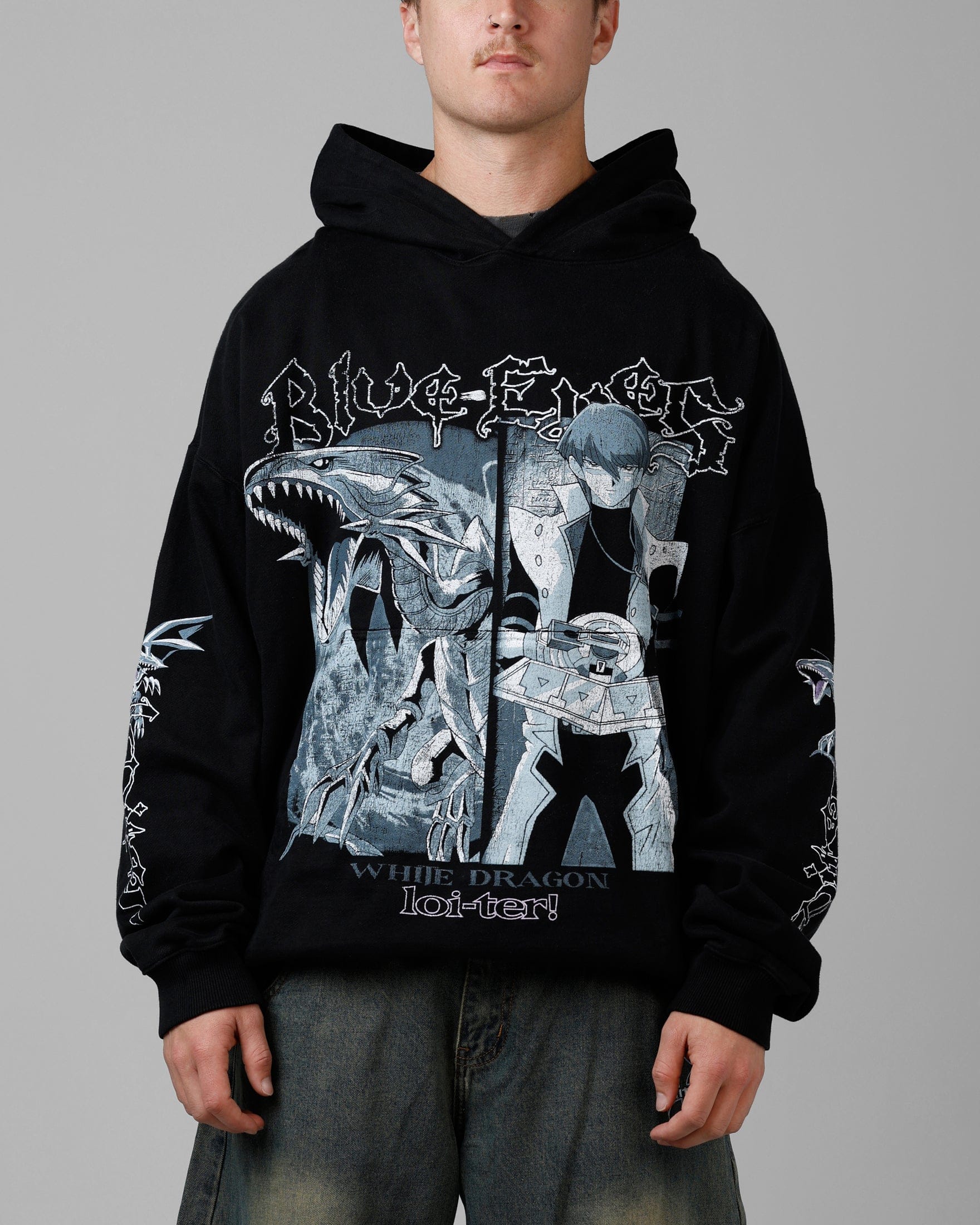 Loiter x Yu - Gi - Oh! Kaiba Blue Eyes Hoodie Black