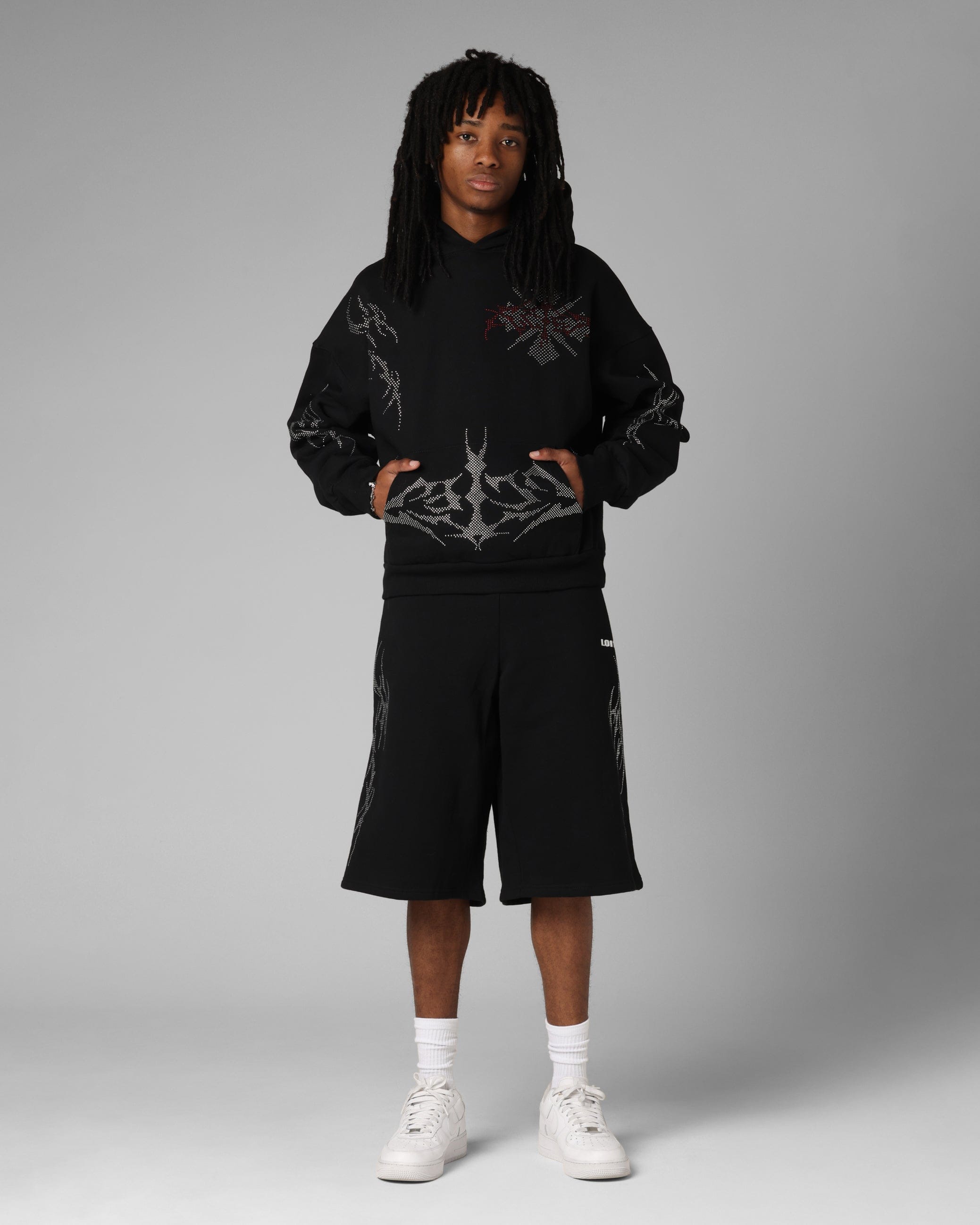 Loiter Opaque Rhinestone Premium Hoodie Black