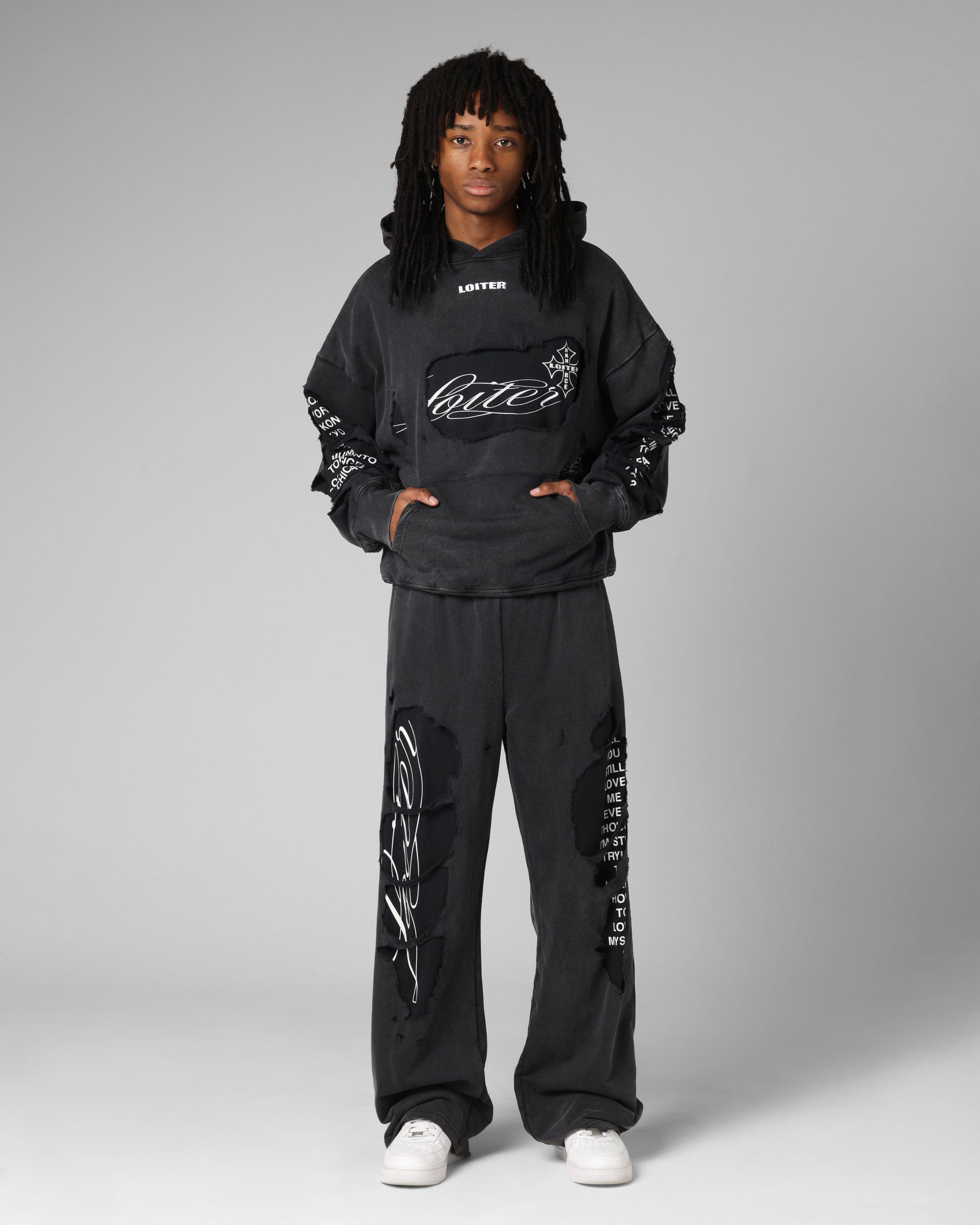 Loiter Destruction Hoodie Black