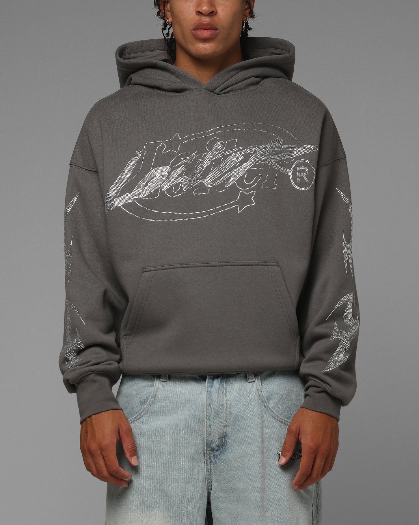 Loiter Atlantic Rhinestone Hoodie Charcoal