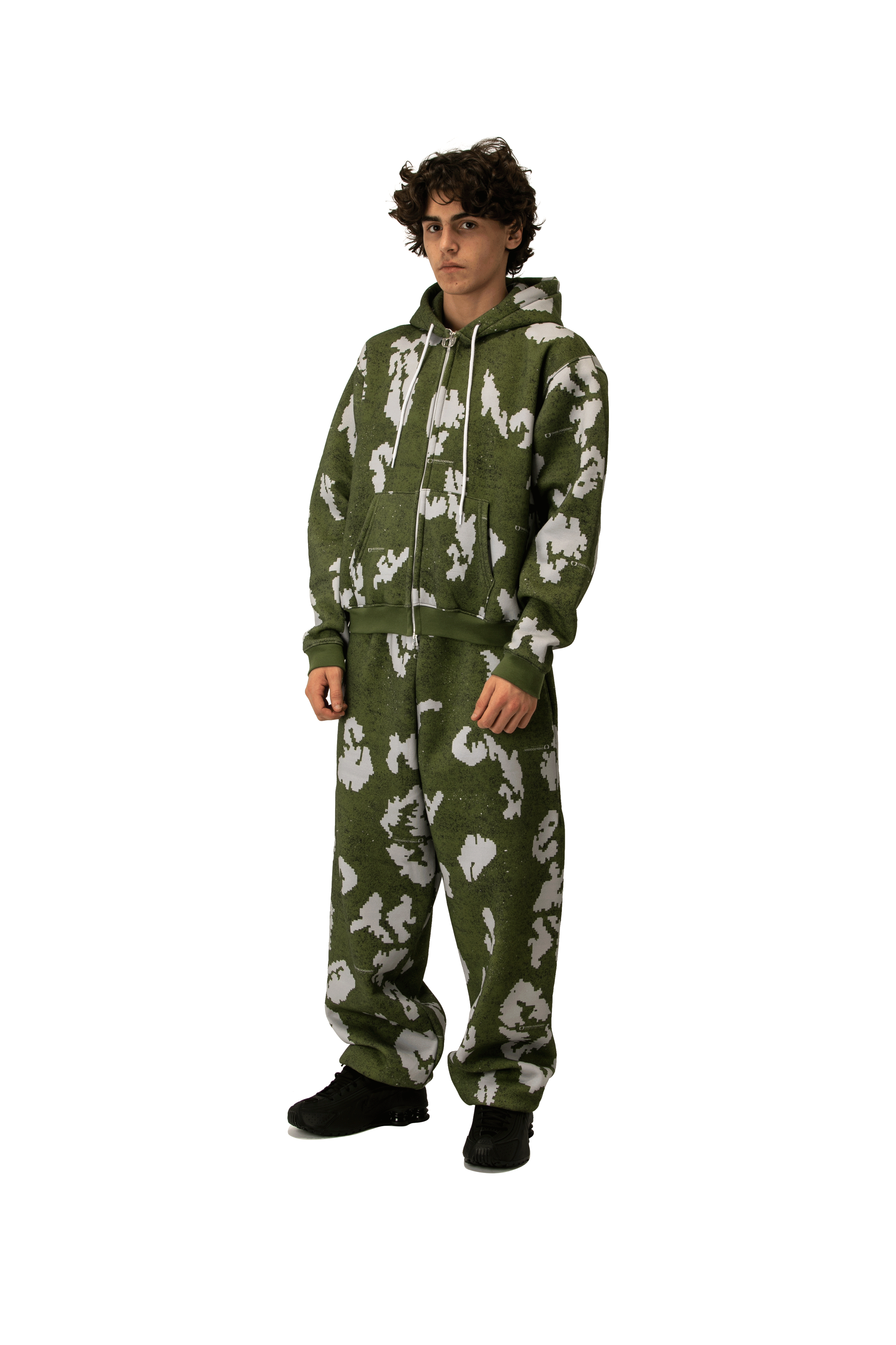 One Block Down Moss Digi Camo Zipped Hoodie