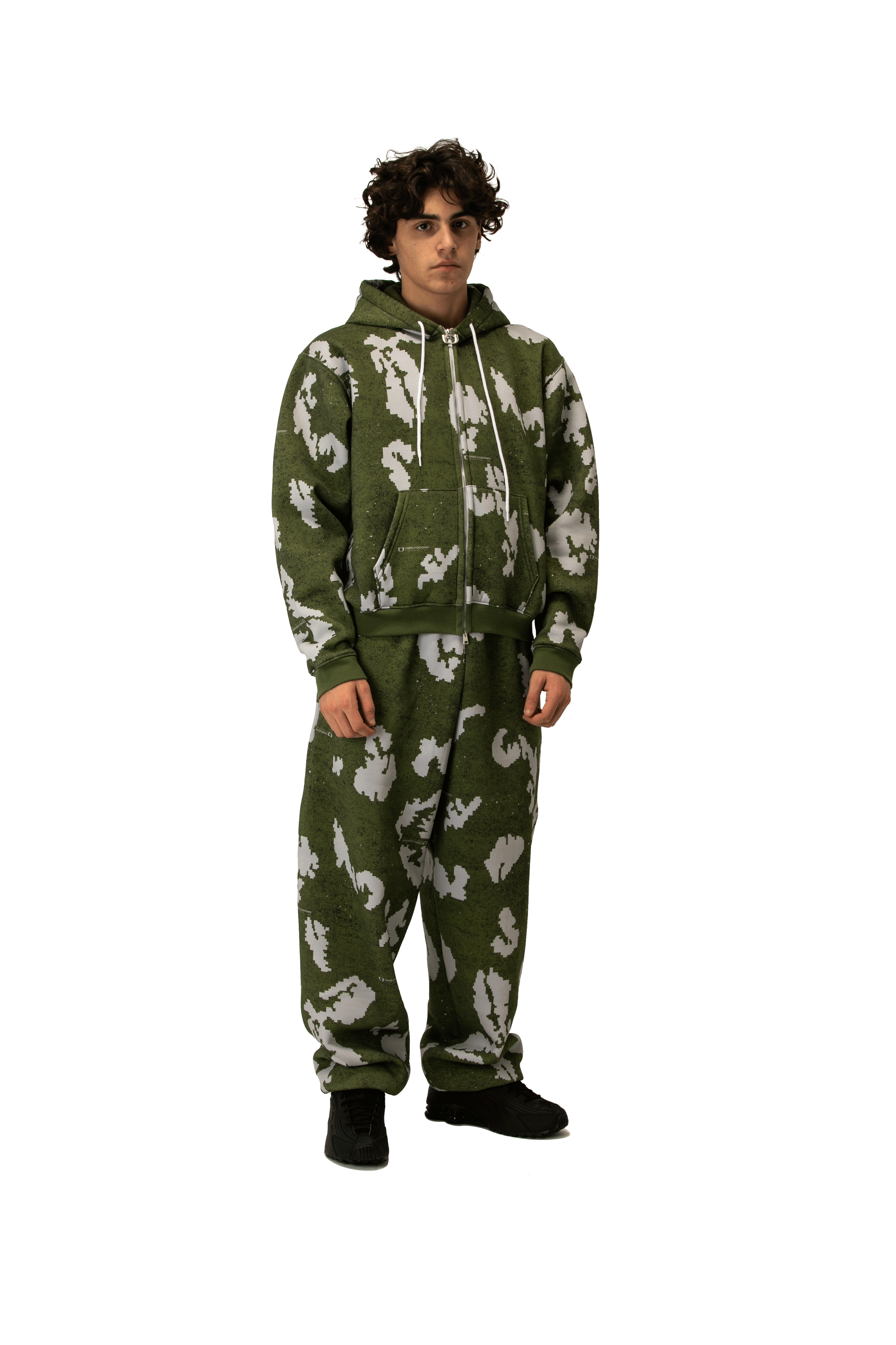 One Block Down Moss Digi Camo Zipped Hoodie