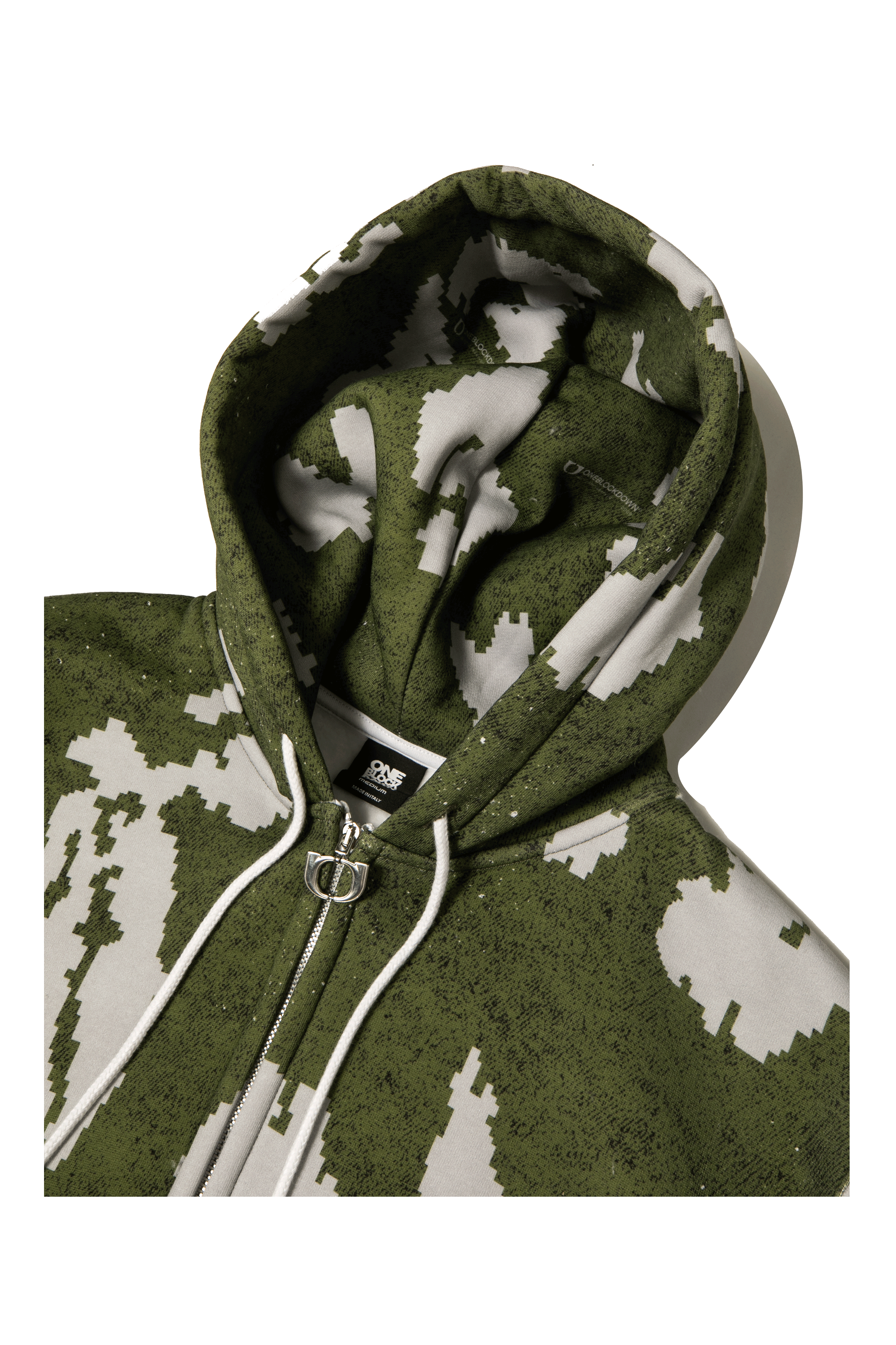 One Block Down Moss Digi Camo Zipped Hoodie