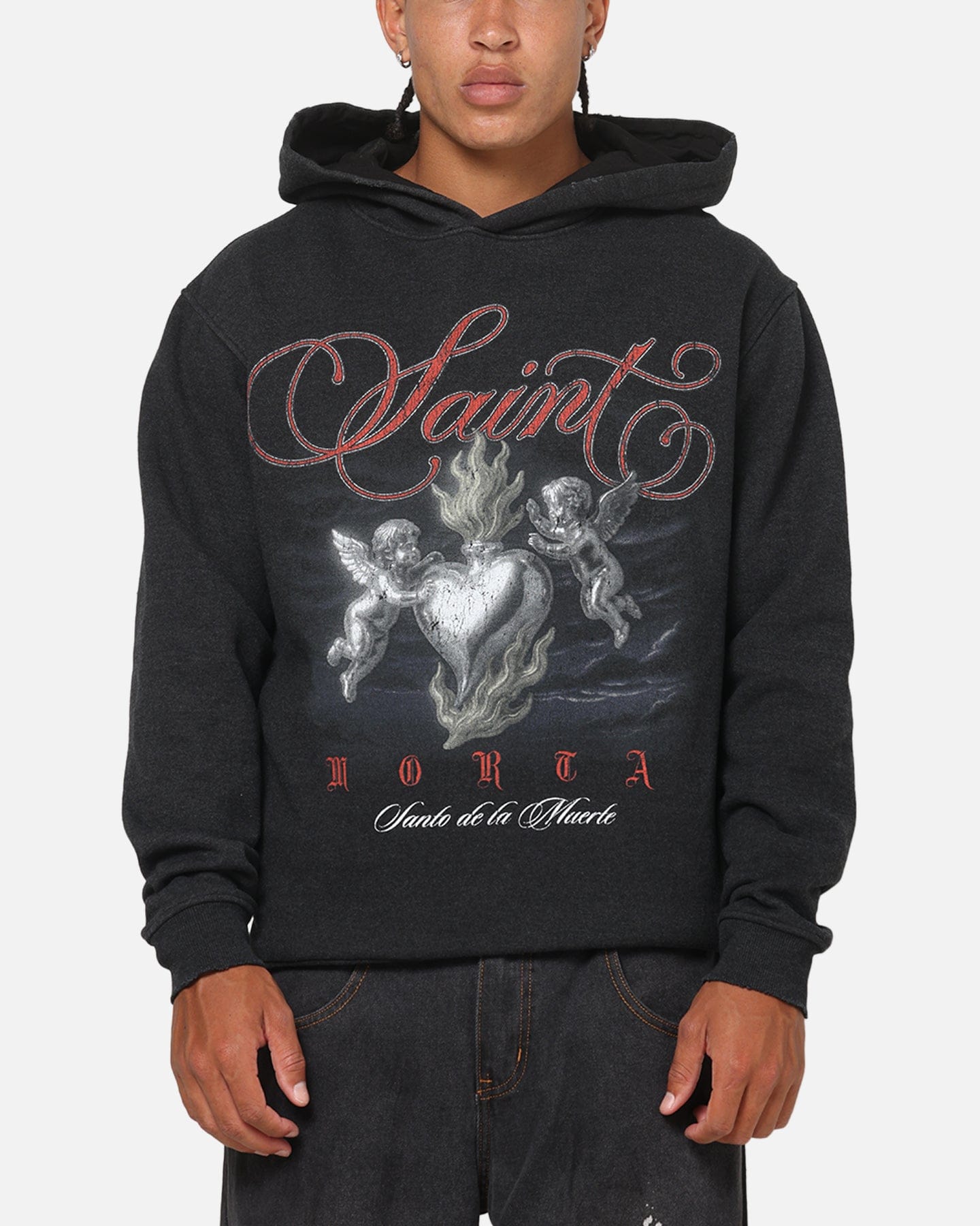 Saint Morta Heavens Kitchen Boxy Hoodie Black Wash