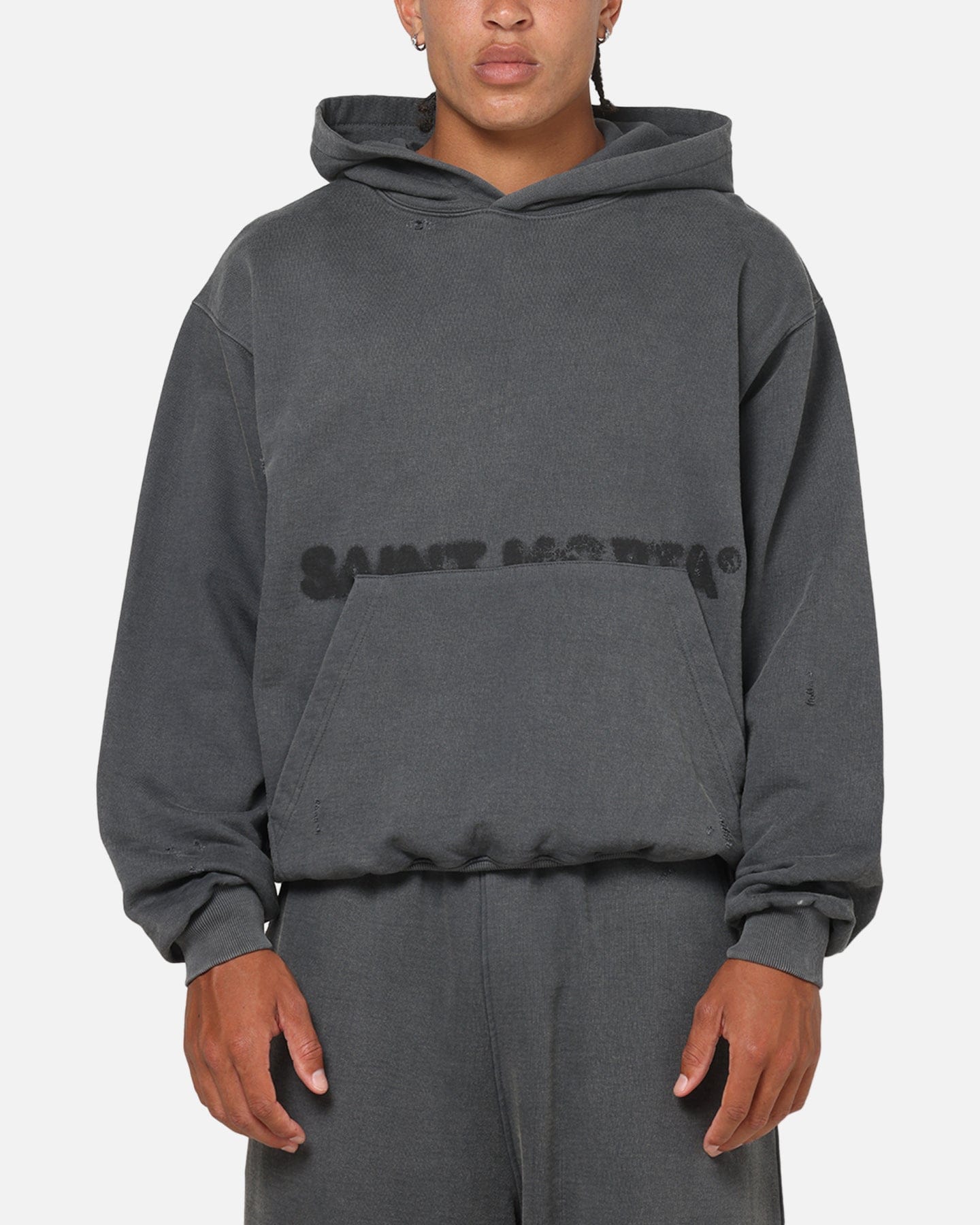 Saint Morta Apocalypse Boxy Hoodie Washed Charcoal