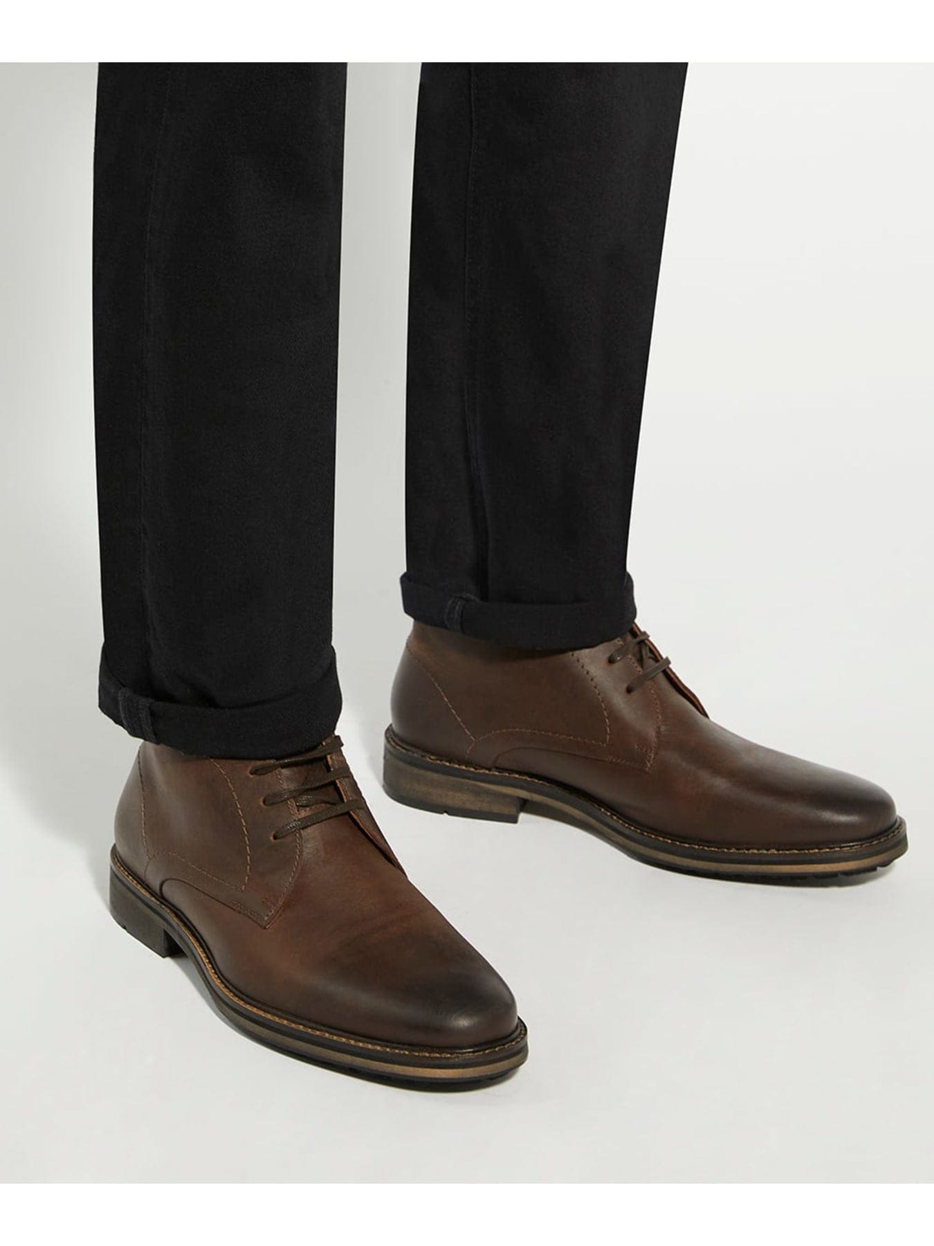 Dune London Charleys Leather Chukka Boots Brown