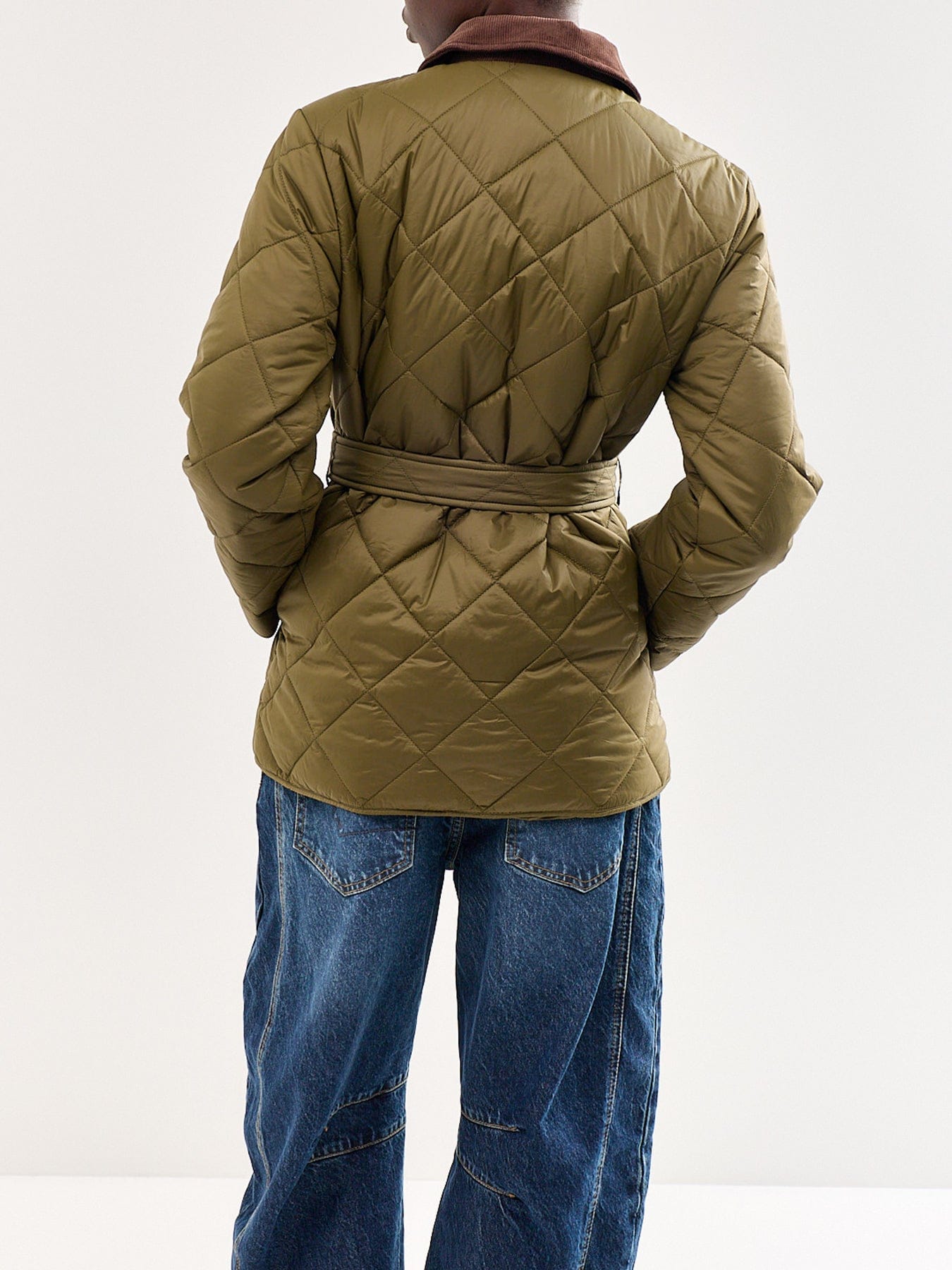 ONLY Tahia Cord Mix Quilted Jacket Green