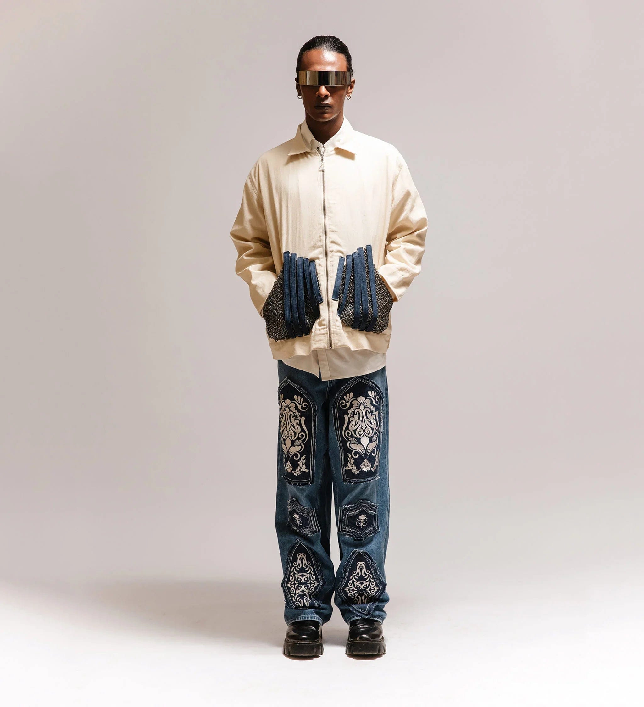 Cause & Effect Gods Hand' Chainmail Armour Embroidered Jacket
