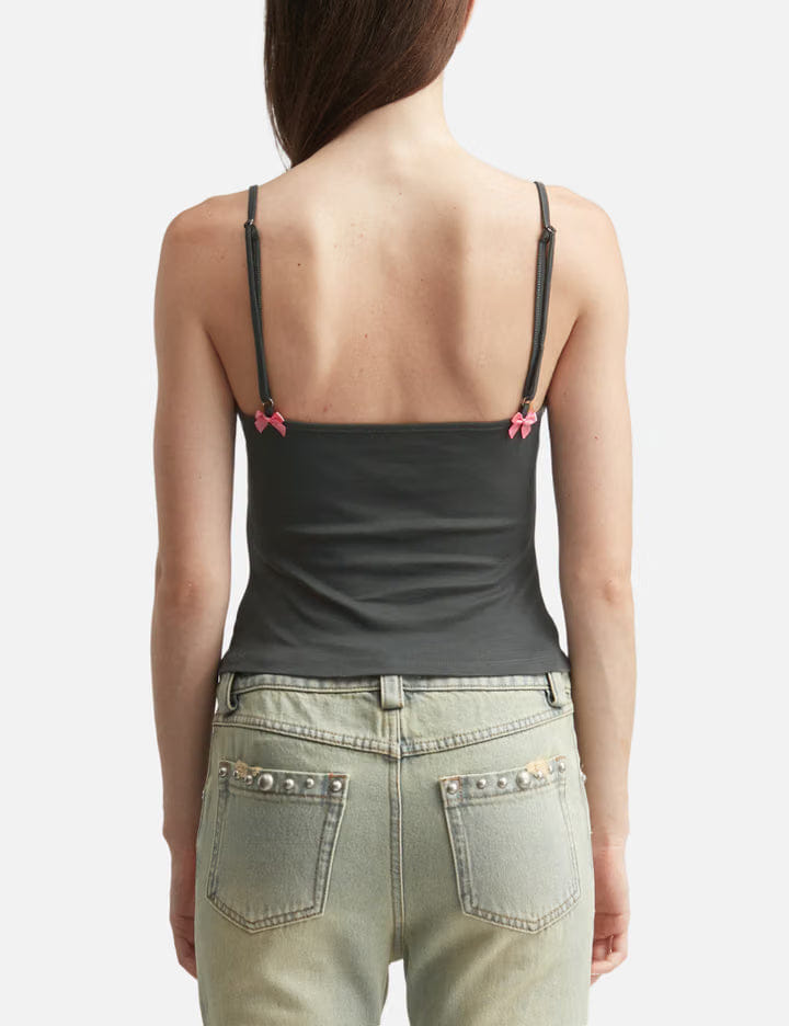 Markgong Dark Grey Print Strap Tank Top