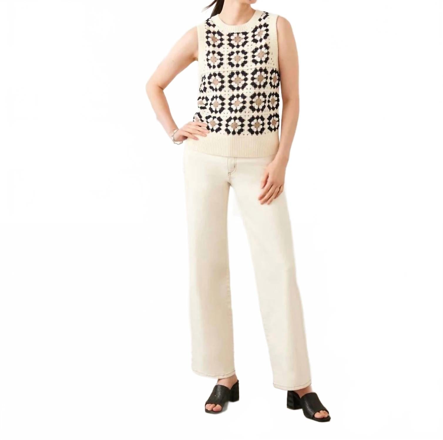 CROCHET Pax Patchwork Crochet Sweater Tank In Black