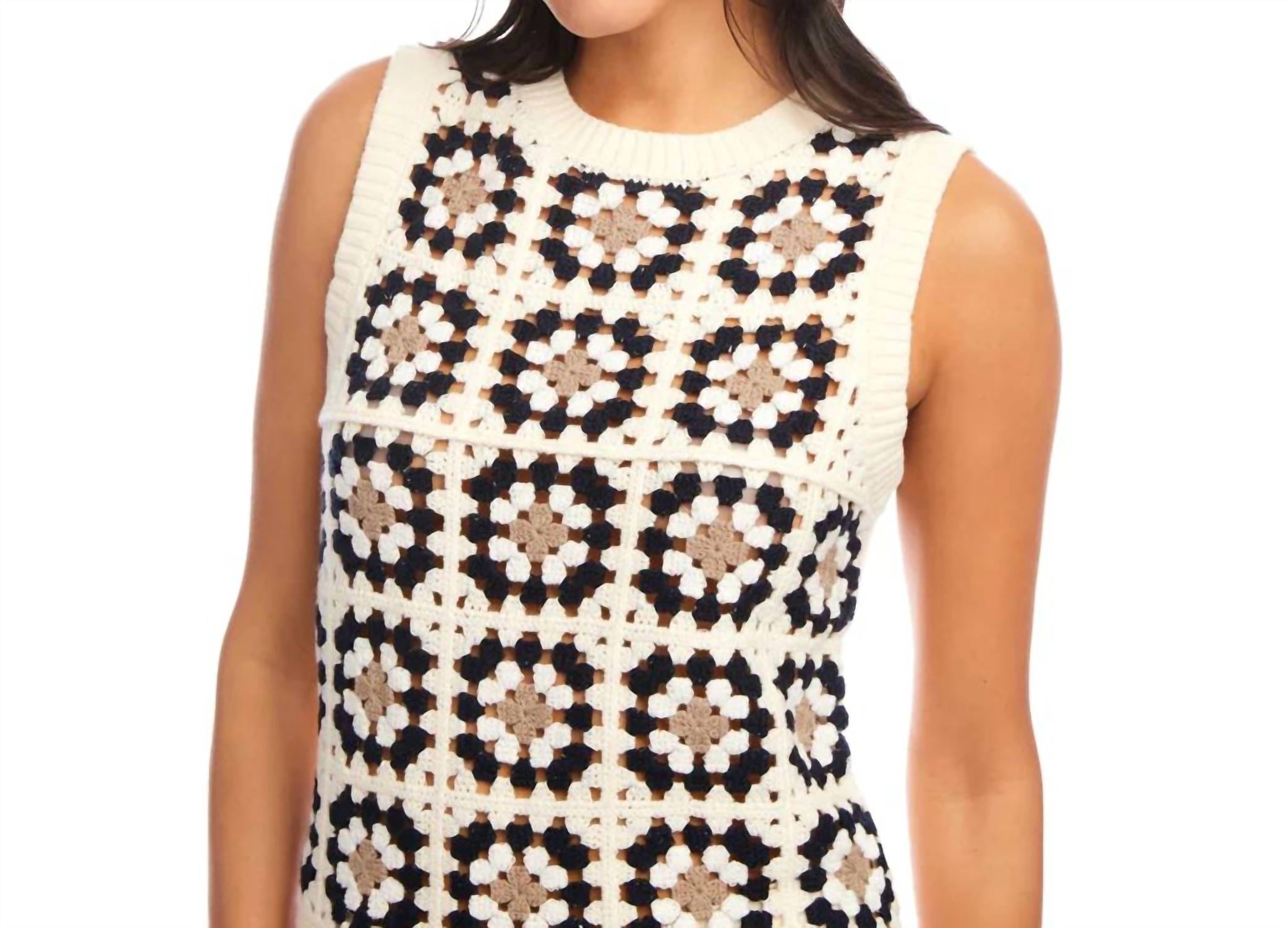 CROCHET Pax Patchwork Crochet Sweater Tank In Black