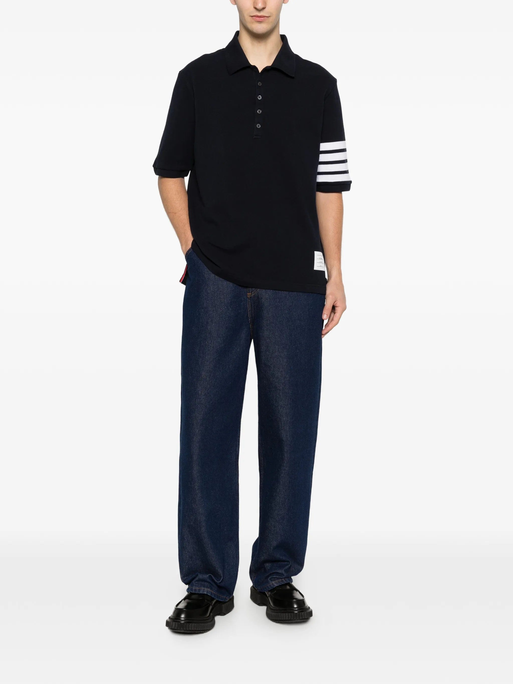 Thom Browne stripe - detail polo shirt