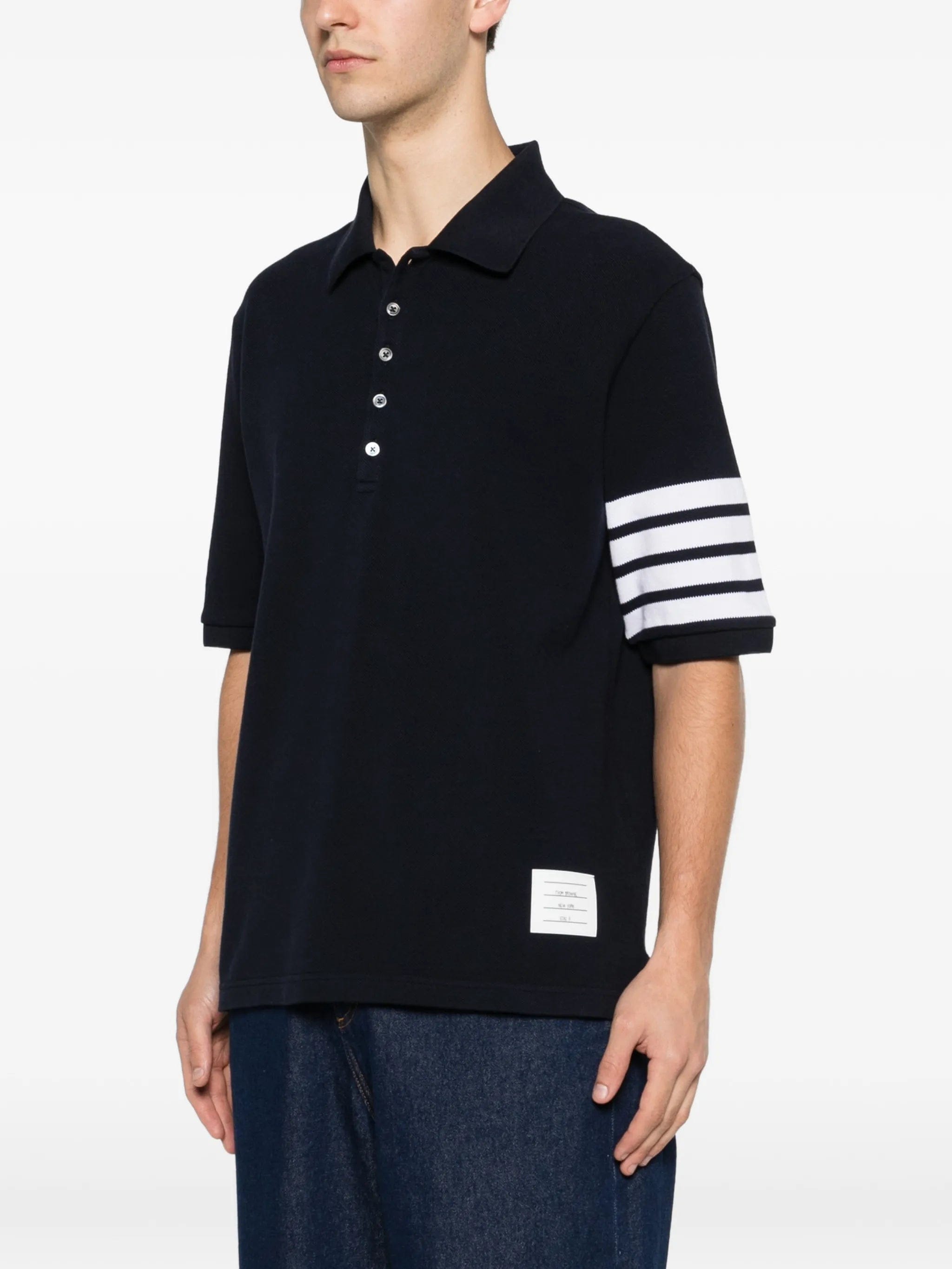 Thom Browne stripe - detail polo shirt