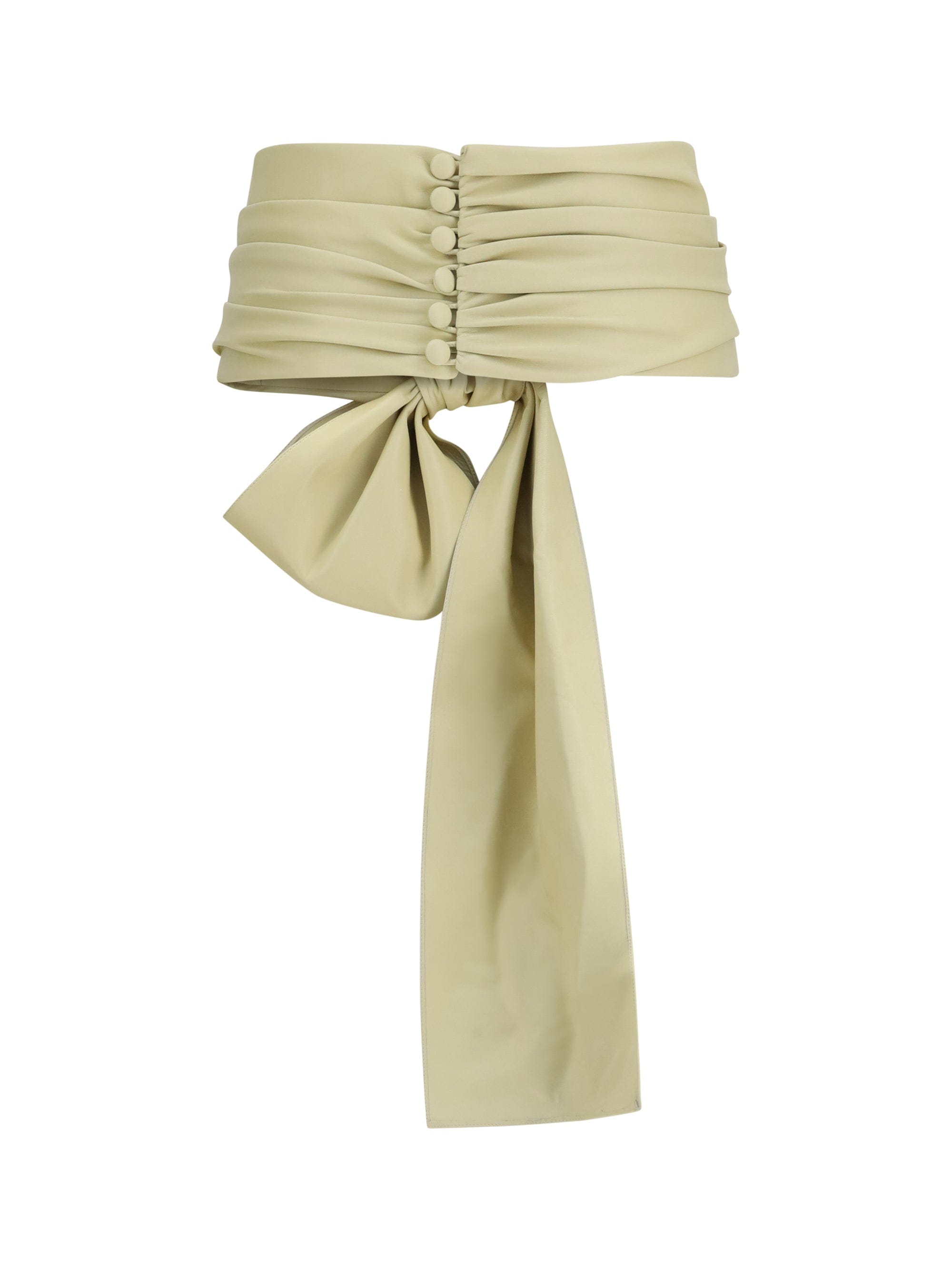Chloé Draped Bow Lambskin Belt — Yellow