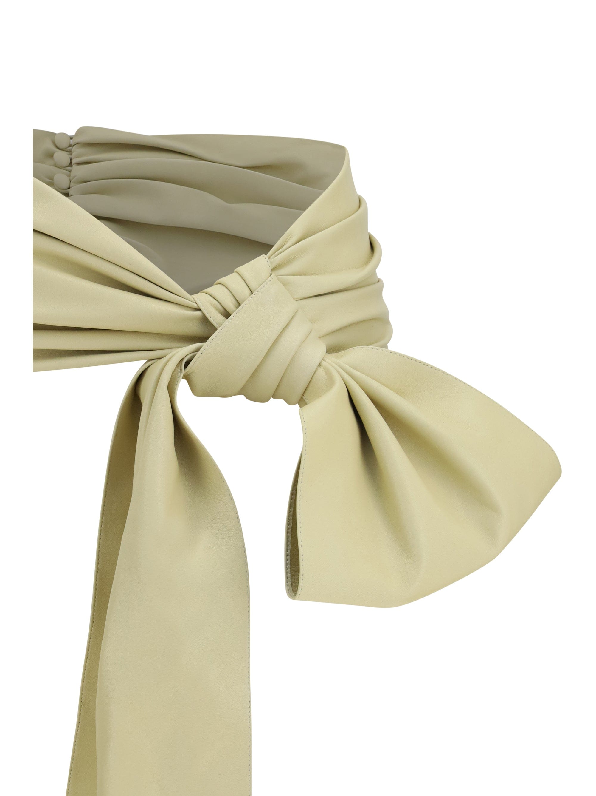 Chloé Draped Bow Lambskin Belt — Yellow